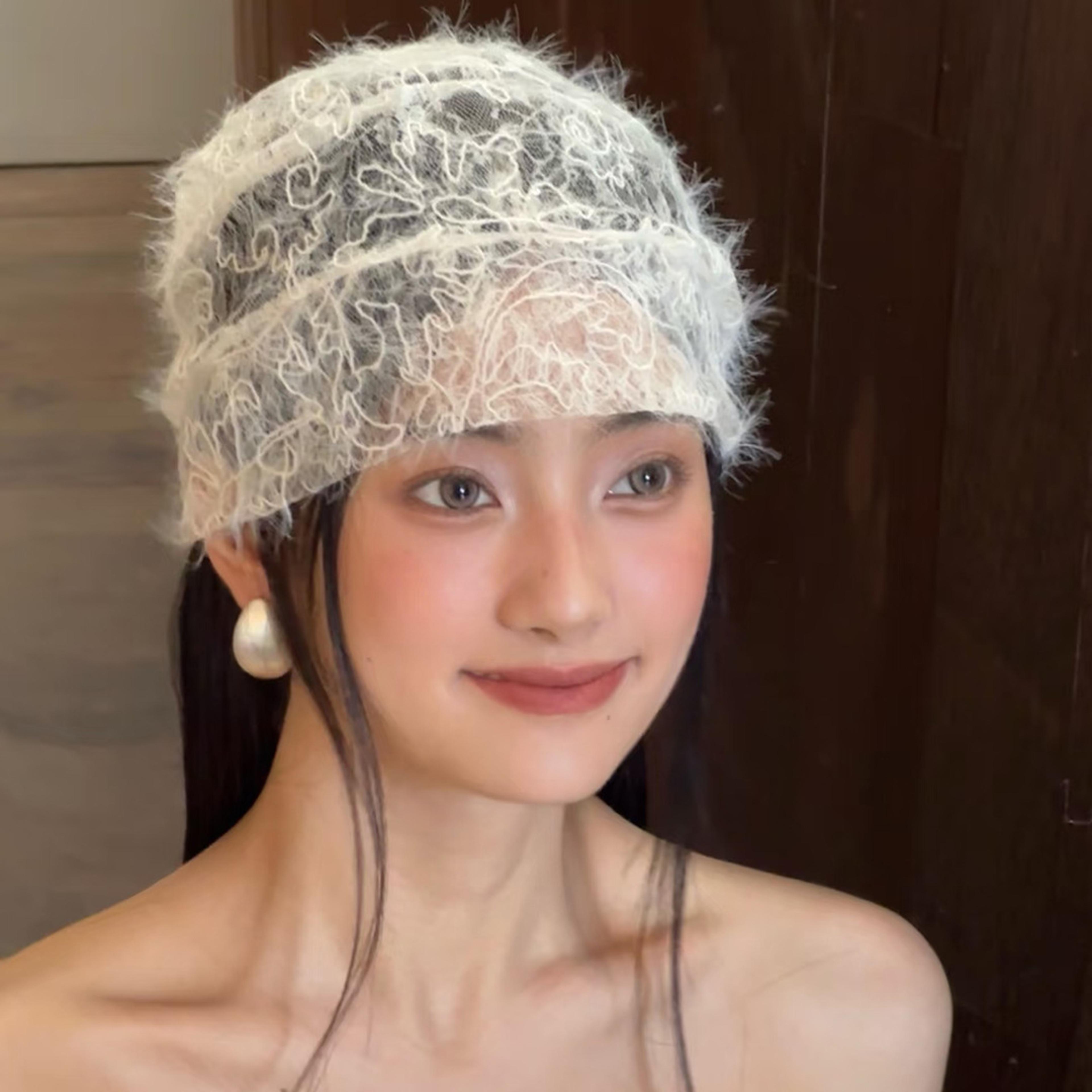 vintage french bridal lace hat for elegant wedding headpiece