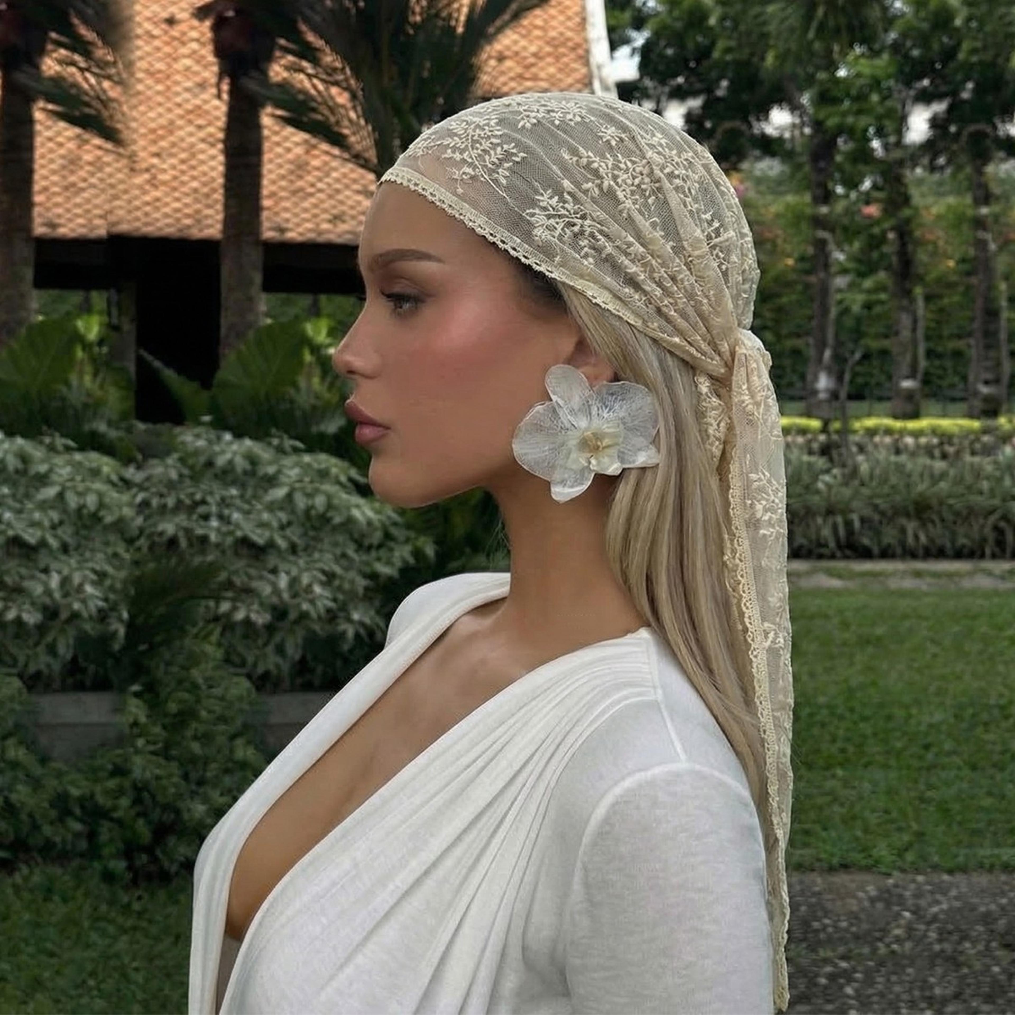 elegant floral lace scarf and tassel wrap shawl for weddings and formal events