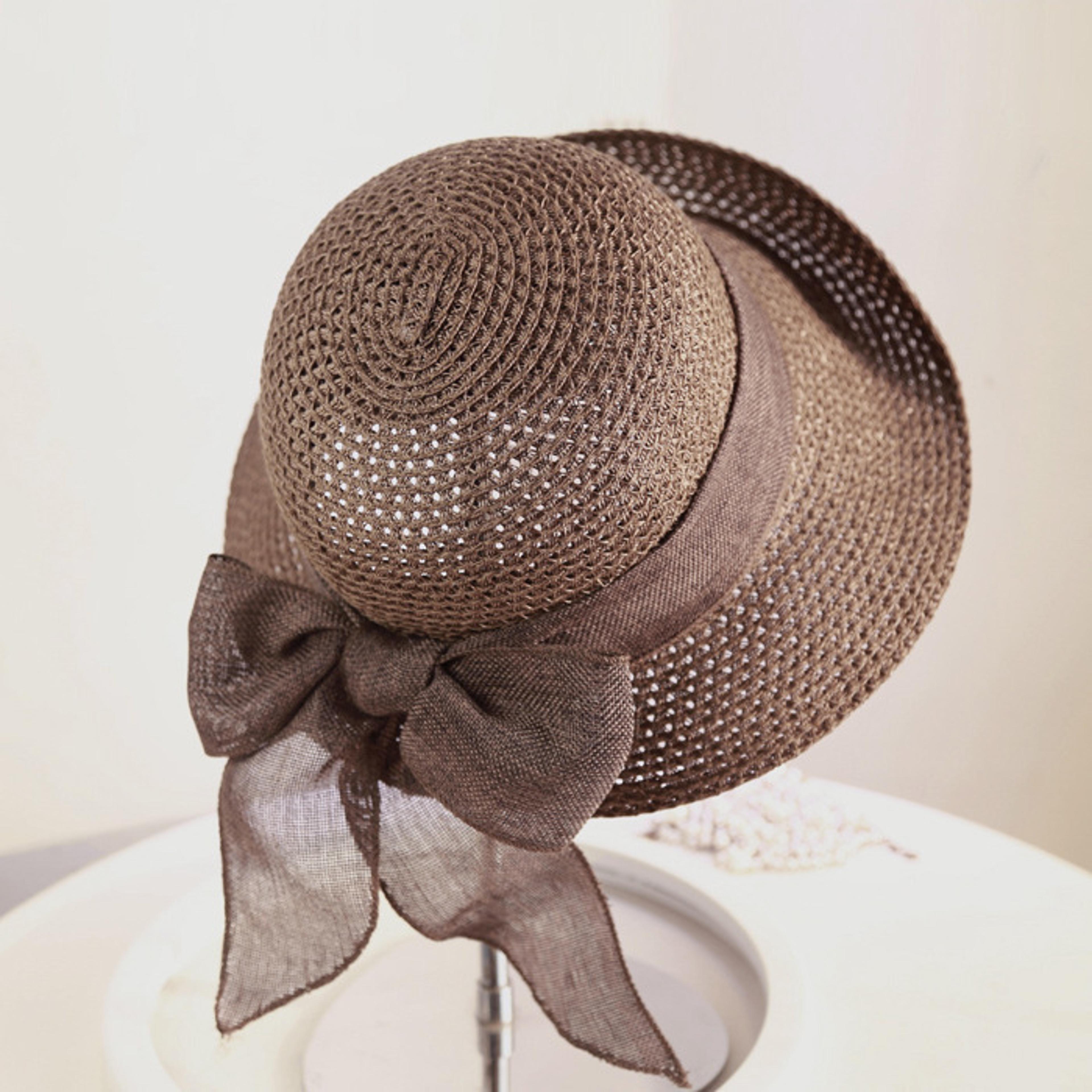 korean style wide brim straw hat – versatile uv protection summer beach hat for women