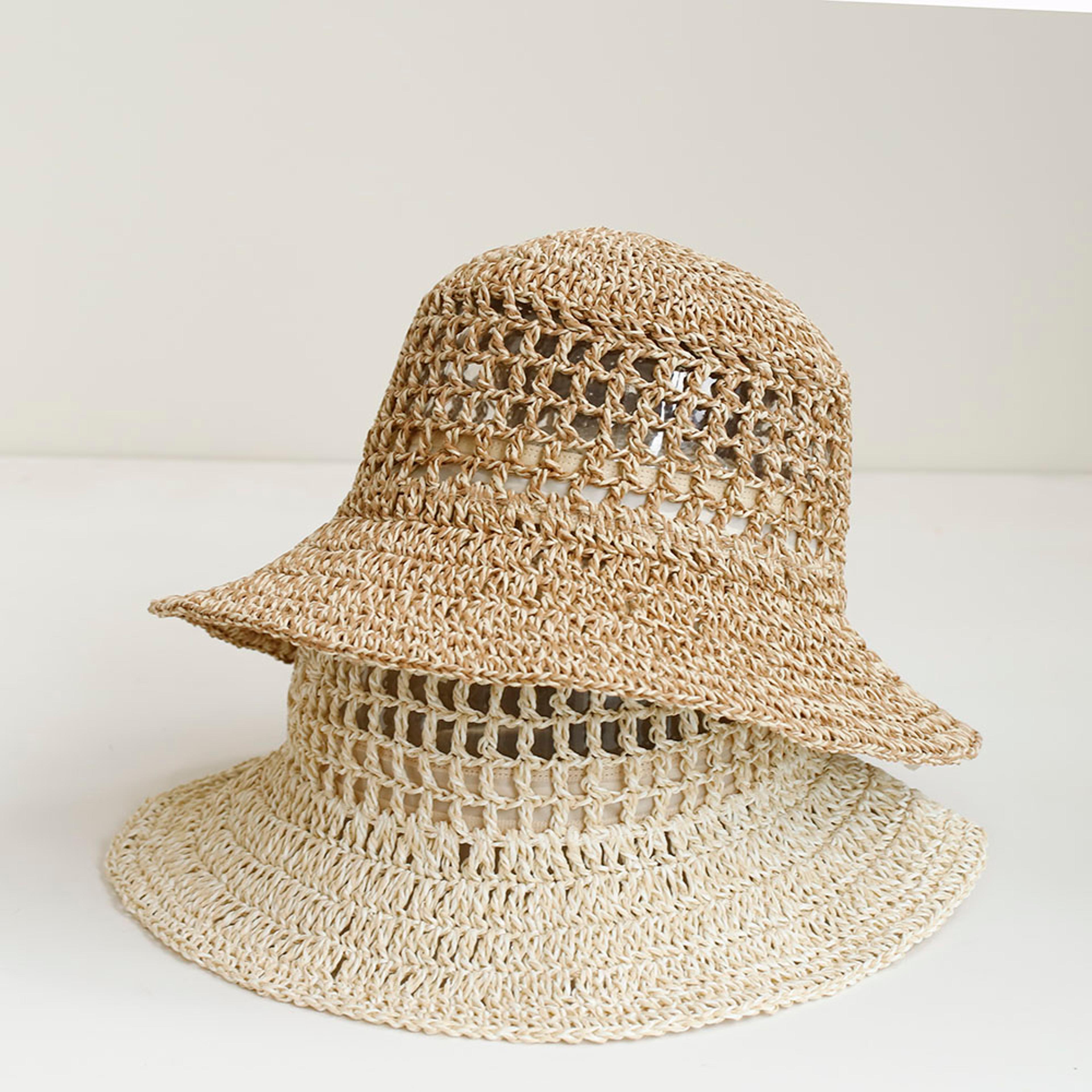 womens breathable straw bucket hat – wide brim foldable beach sun hat for uv protection and summer travel