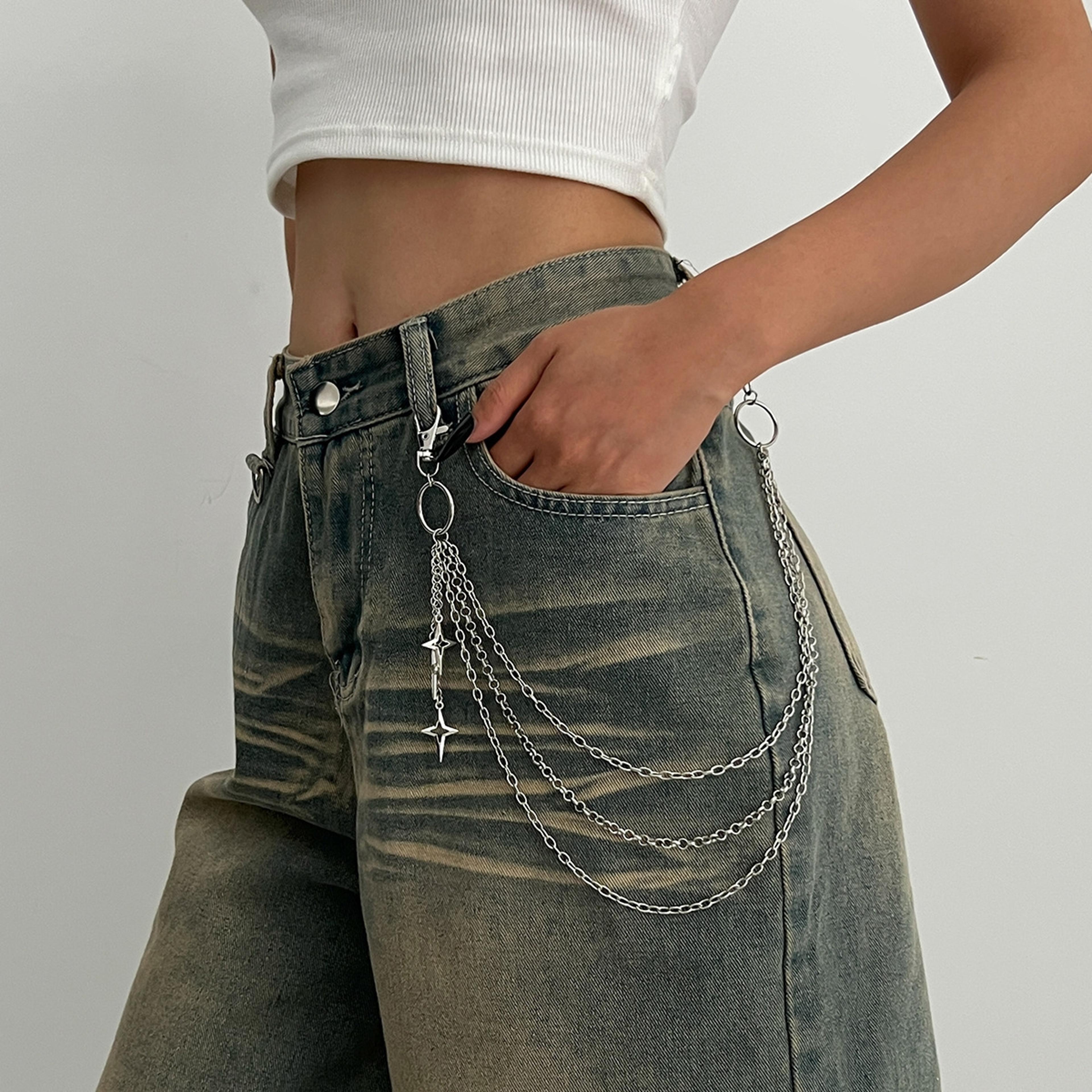 multilayer star pendant chain for jeans and pants
