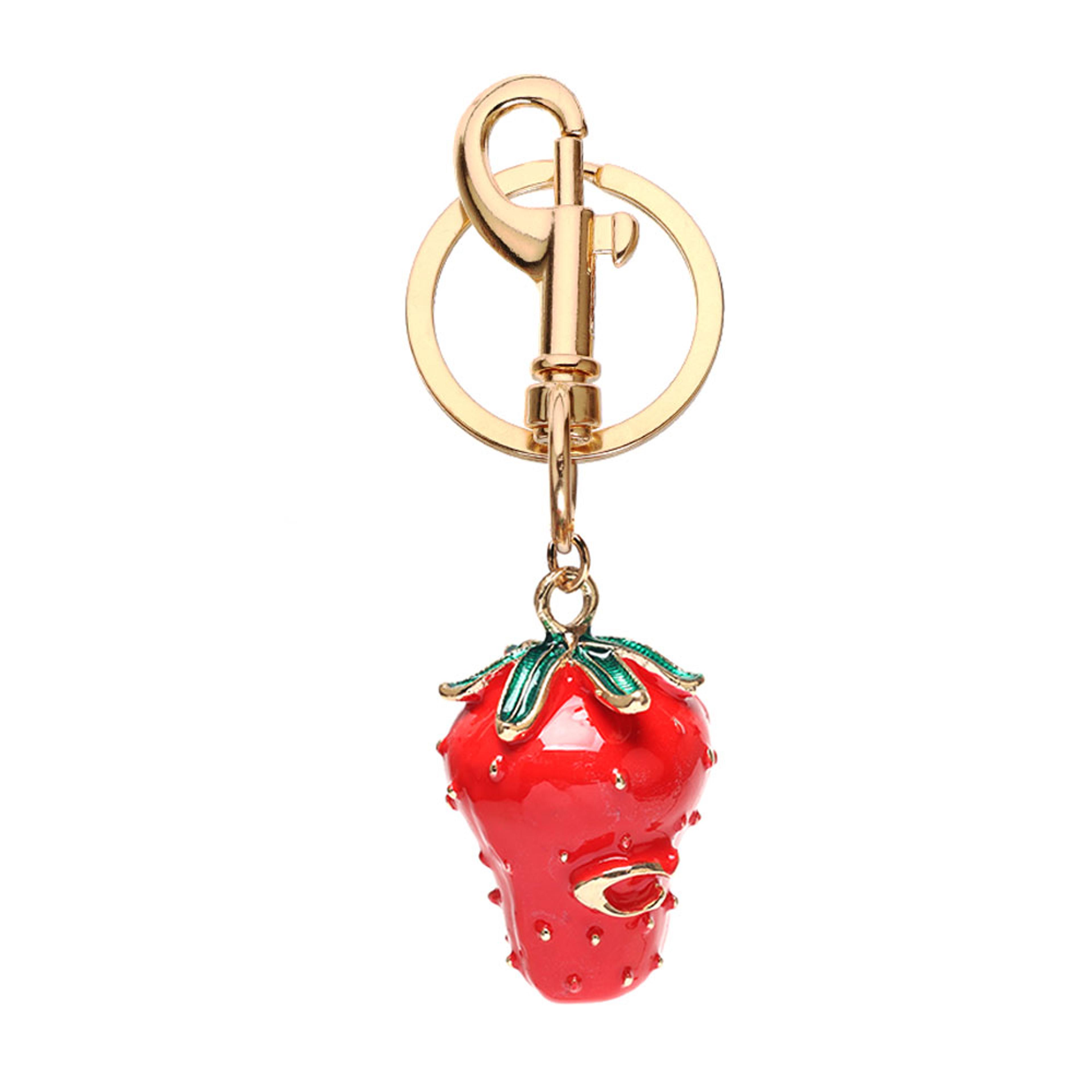 cute strawberry keychain charm for backpacks and keys