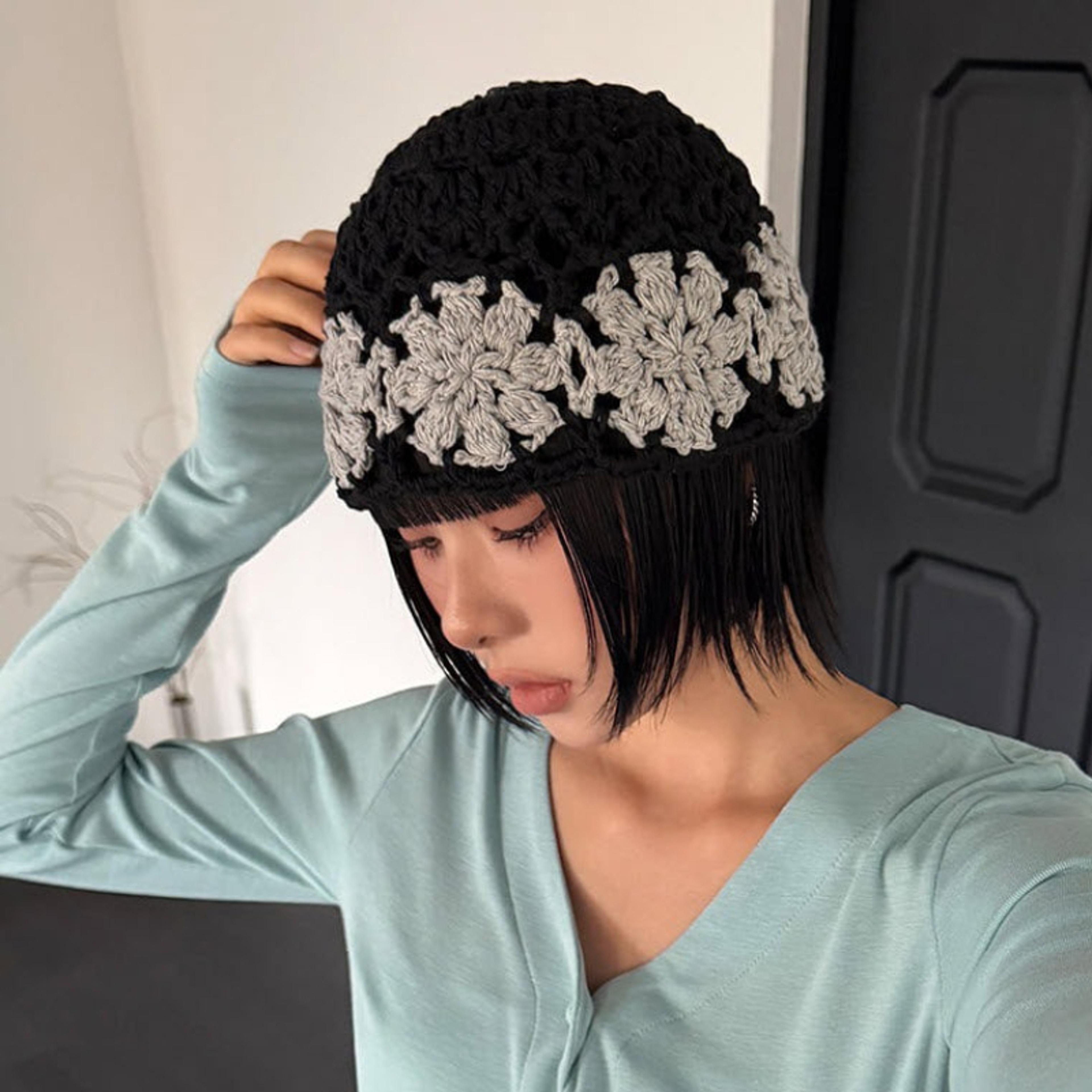 handmade pearl crochet bucket hat for women retro beach accessories