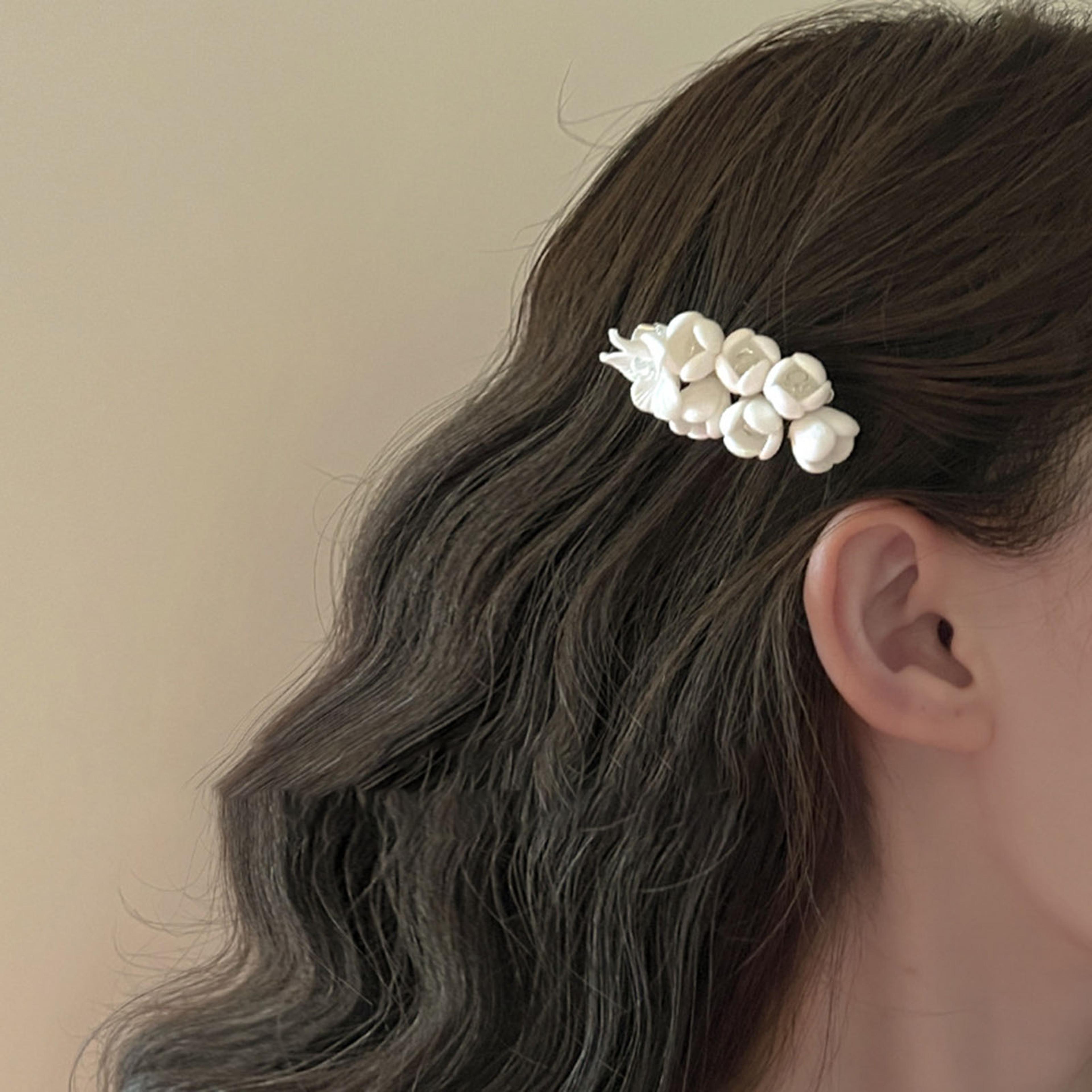elegant vintage floral hair clip with crystal beads – decorative side barrette for women and girls
