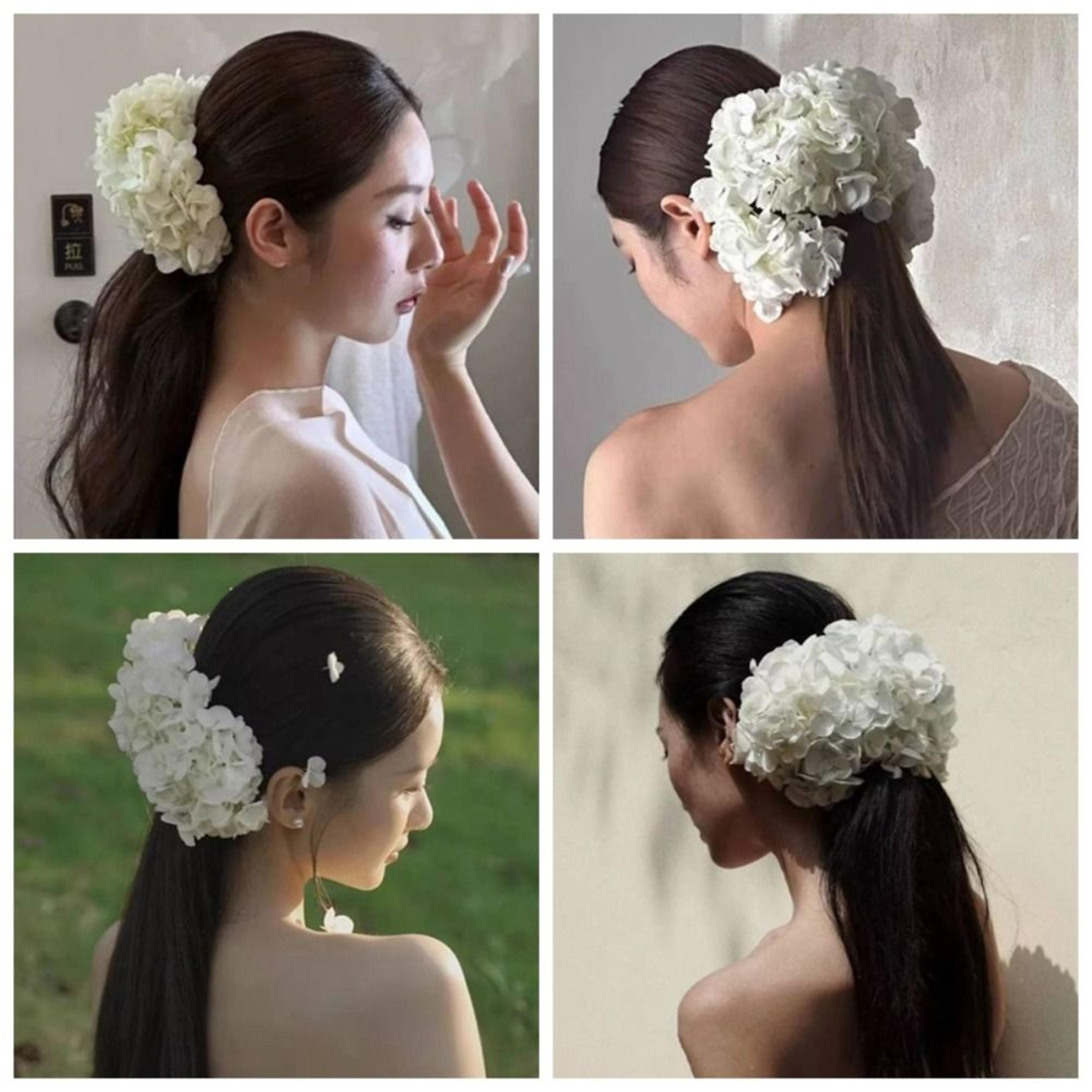 french style hydrangea bridal headpiece with white flowers