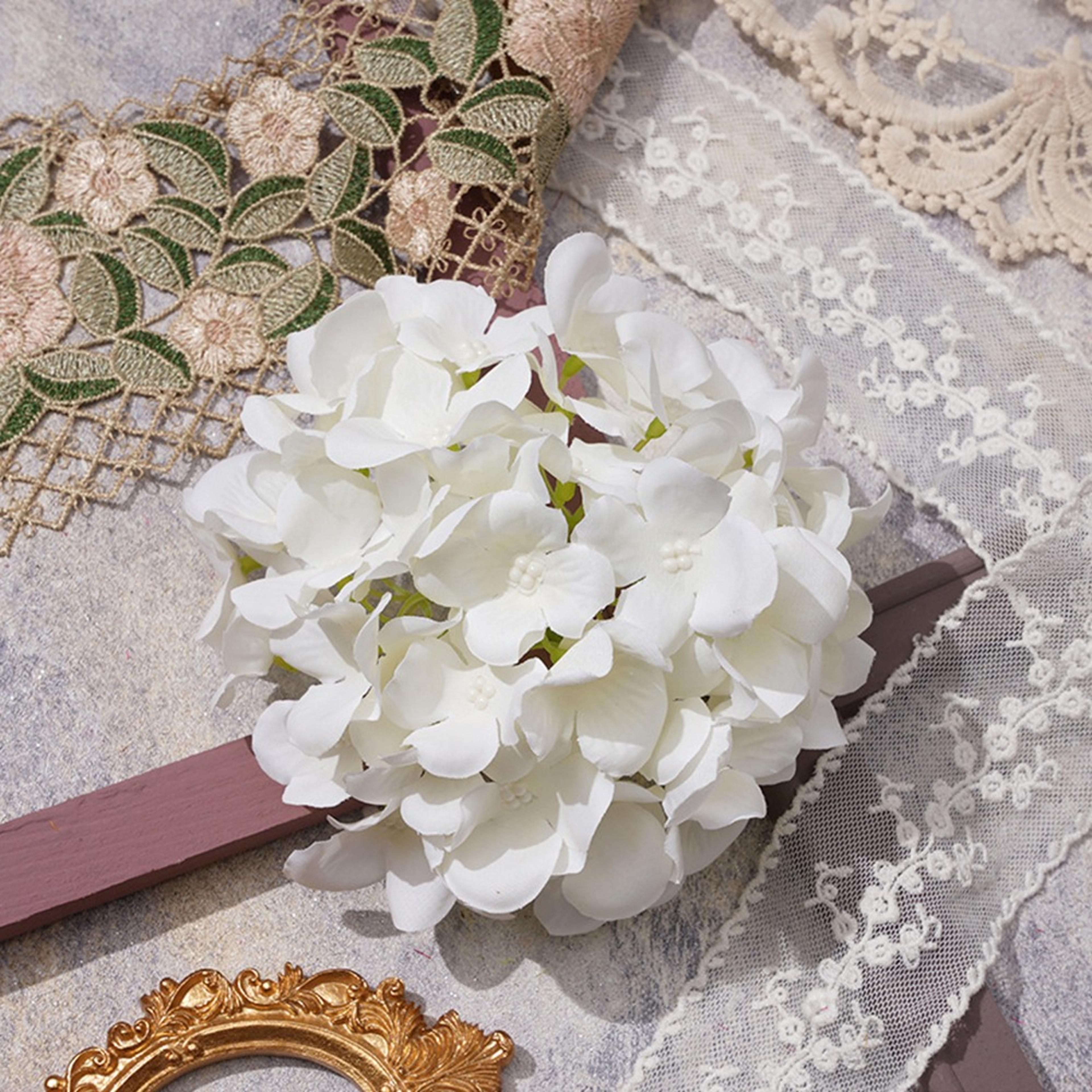 elegant white hydrangea bridal headpiece – romantic french style wedding hair vine for boho brides