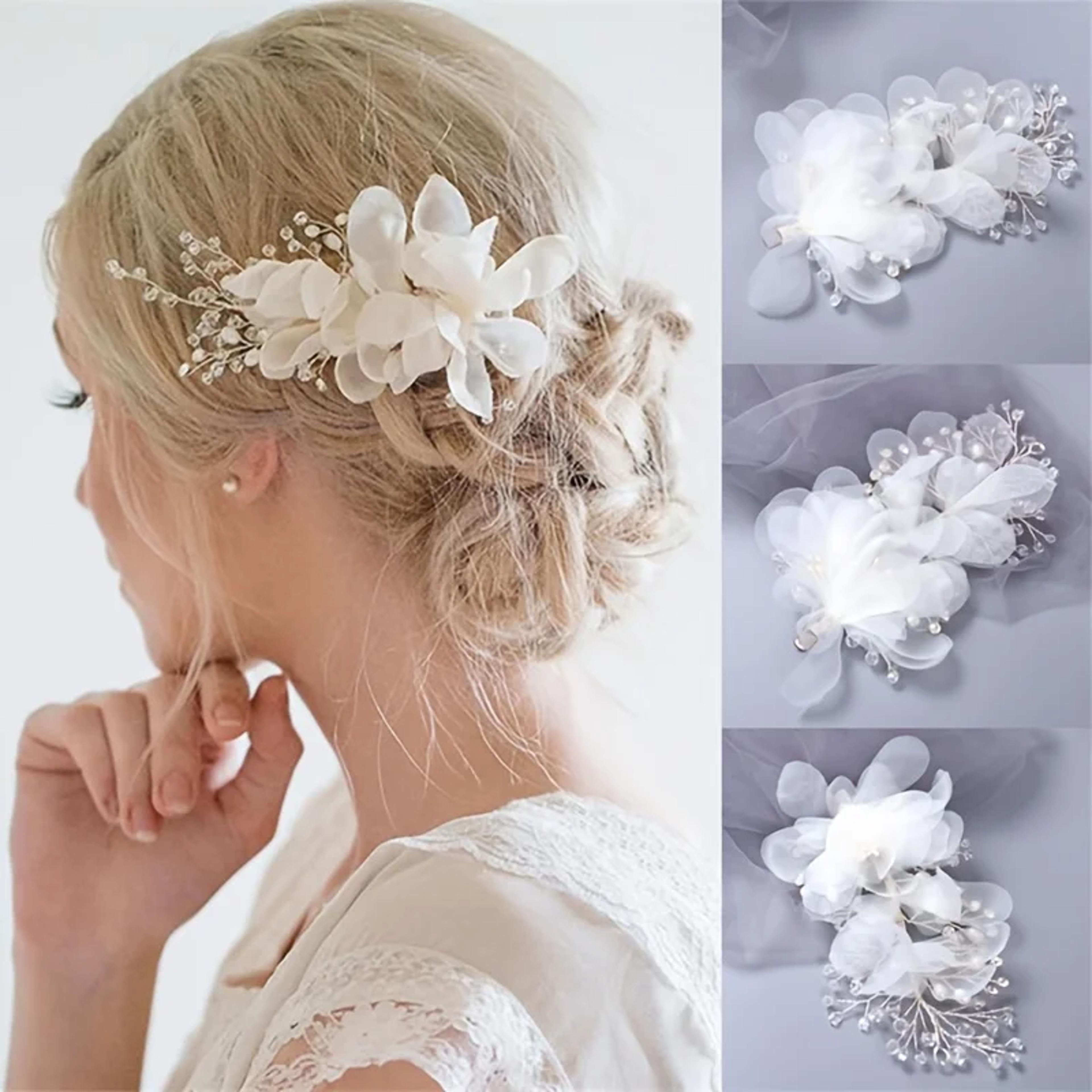 handmade crystal flower hair clip for bridal wedding hair accessories