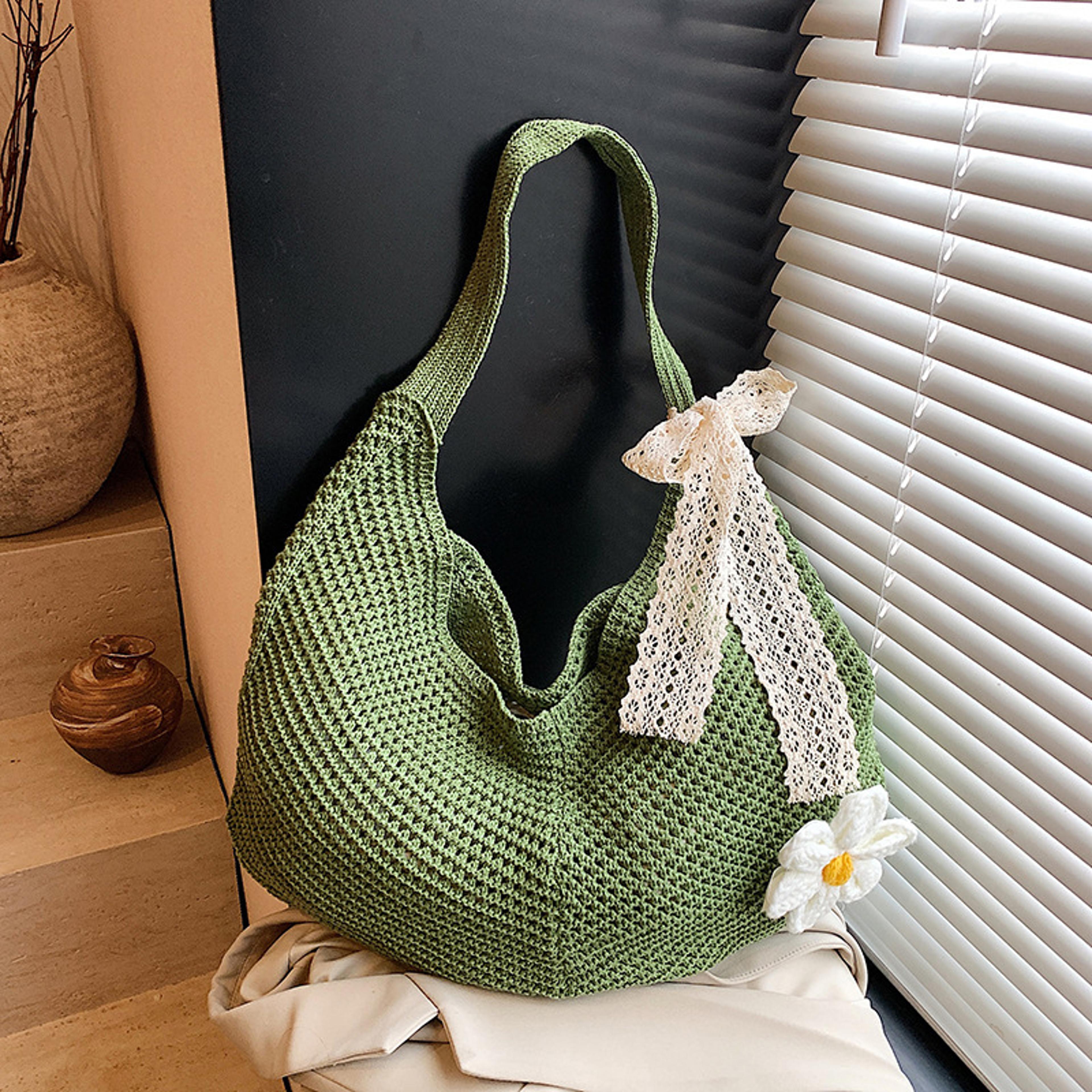 handmade crochet shoulder bag | large capacity boho beach tote
