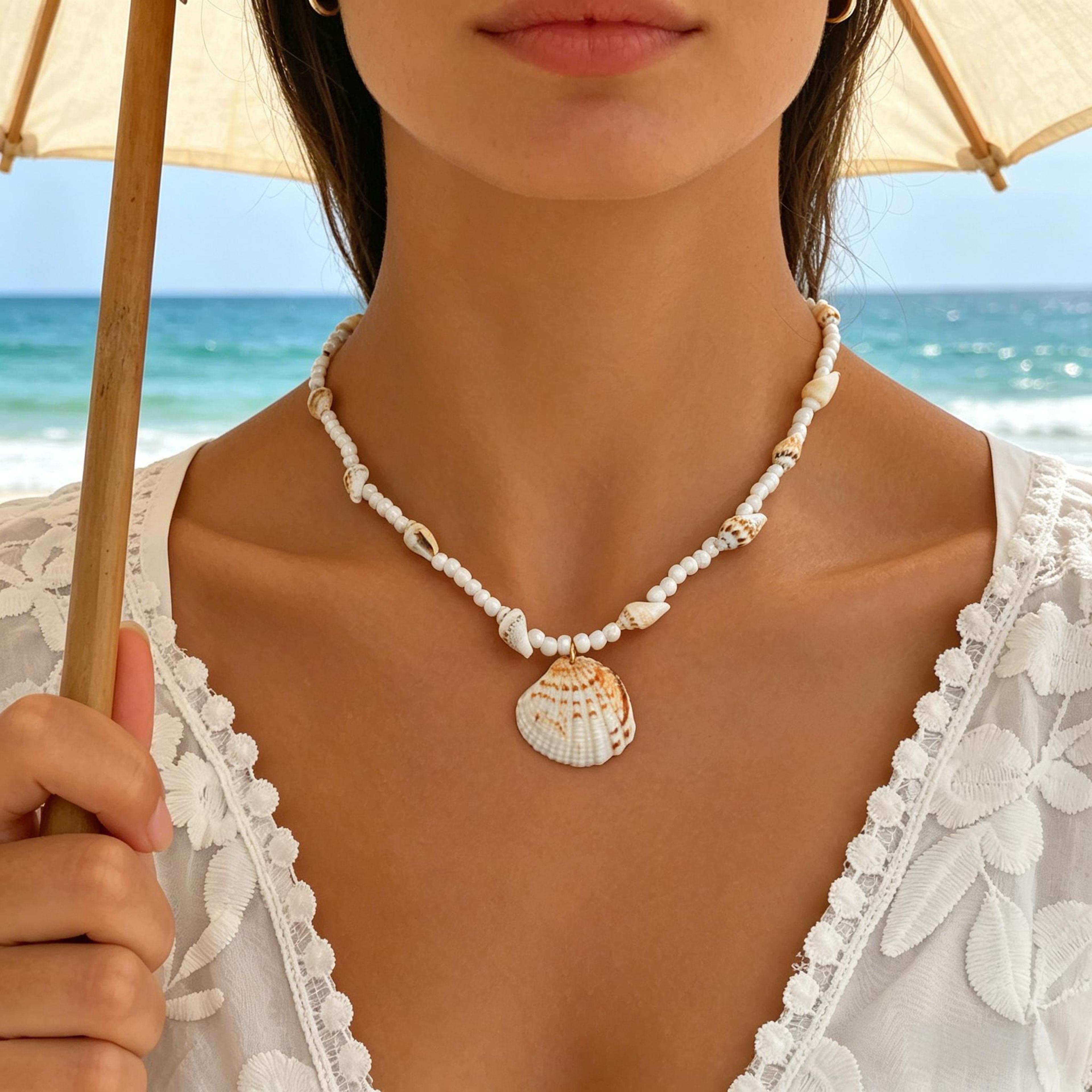 boho seashell choker necklace – adjustable summer beach jewelry for women