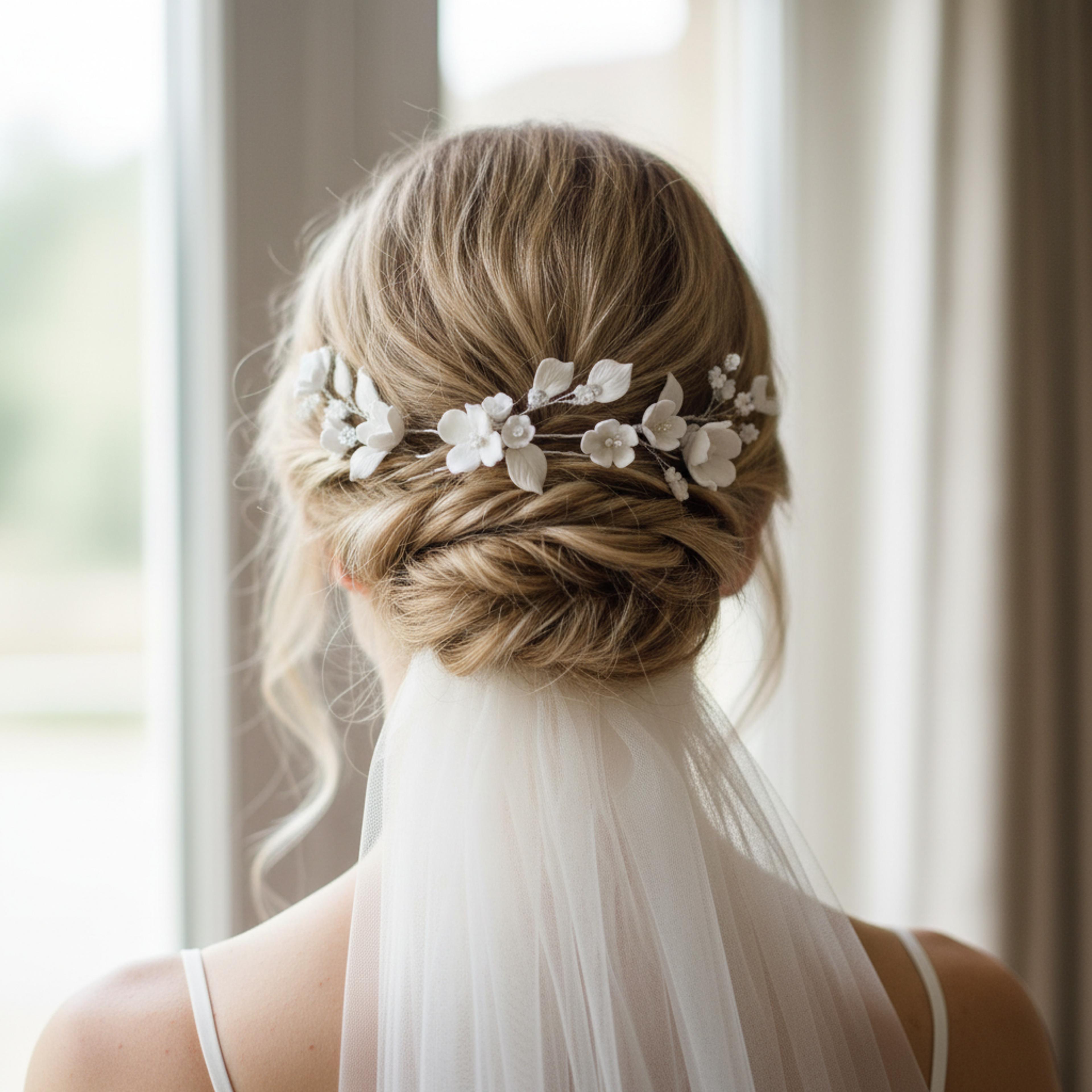 elegant ceramic flower hairpin set for bridal and aesthetic hairstyles