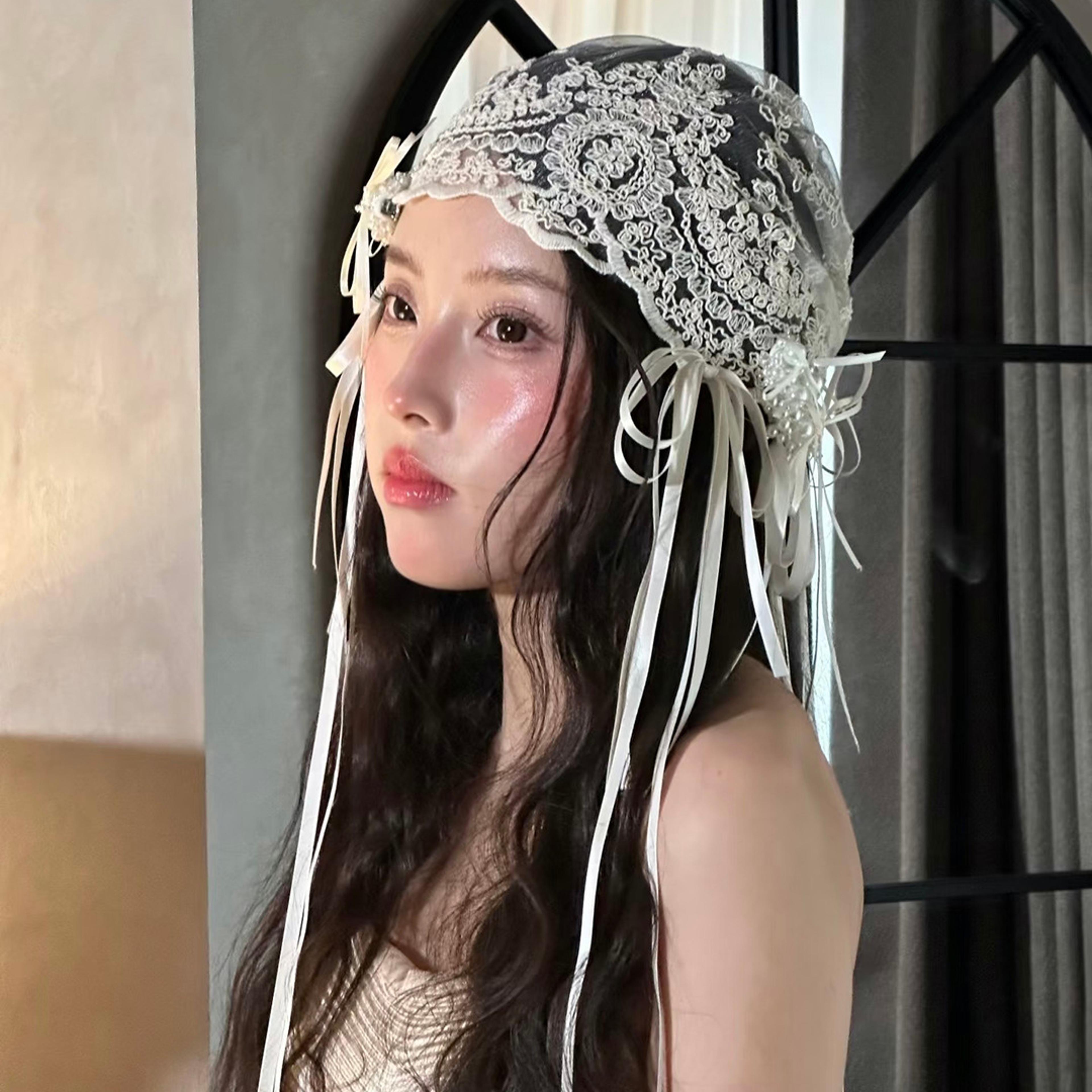 french retro bridal lace headband with bow ribbon vintage wedding hair accessory