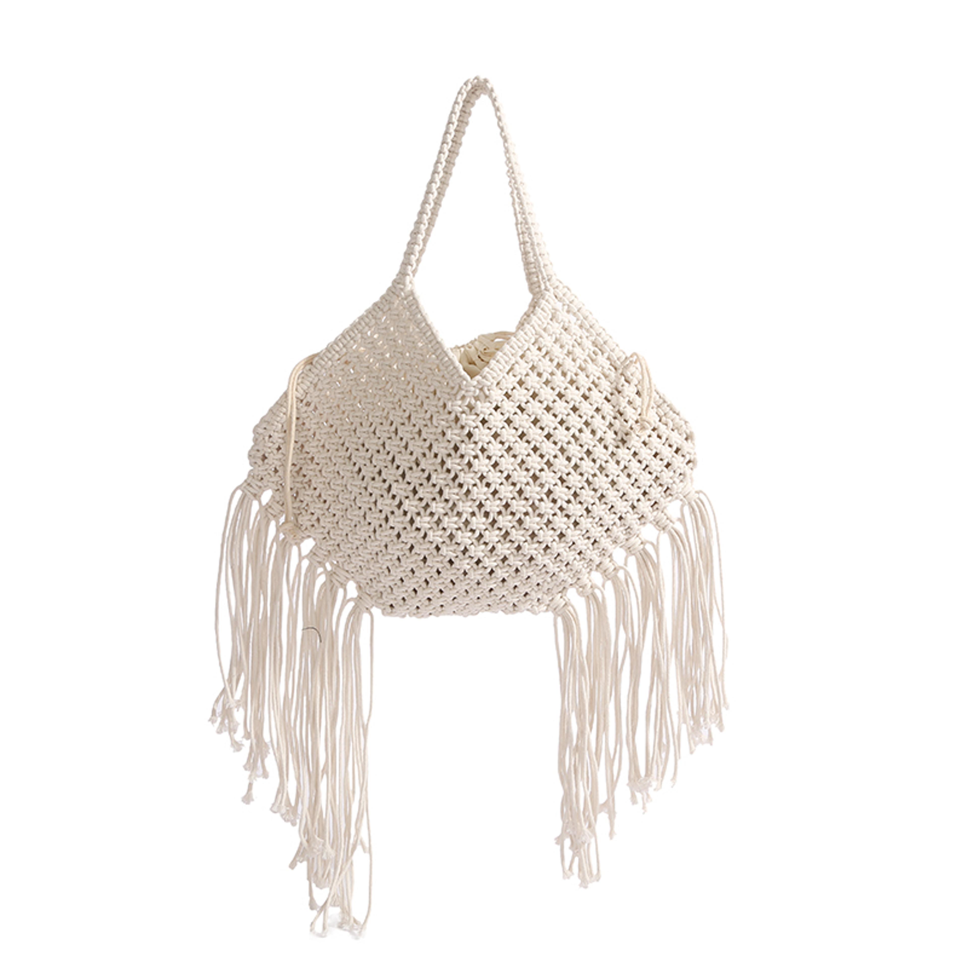 boho beach bag: woven tote bag with tassel for summer vacation & travel