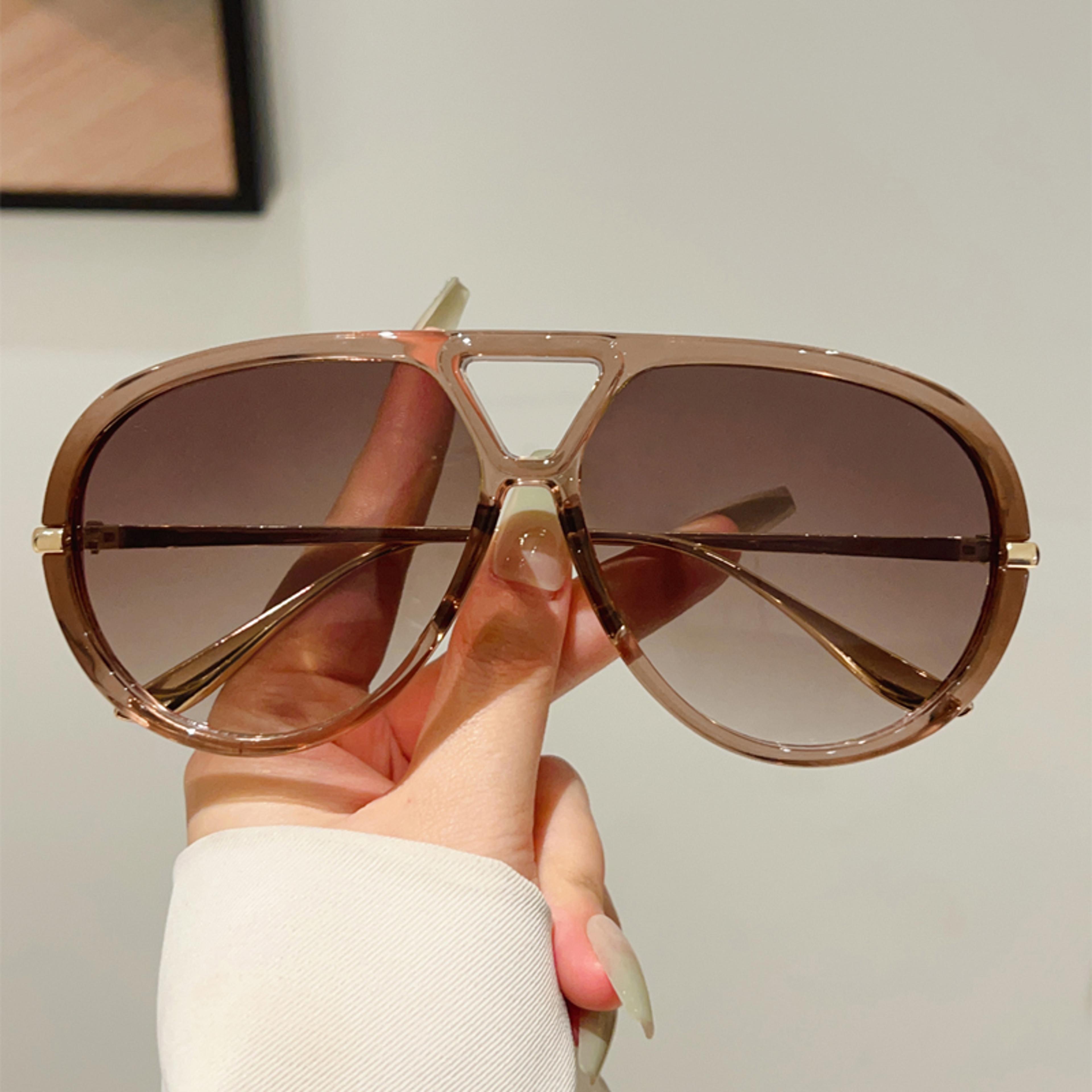 vintage double bridge oversized pilot sunglasses trendy luxury brand womens protective shades