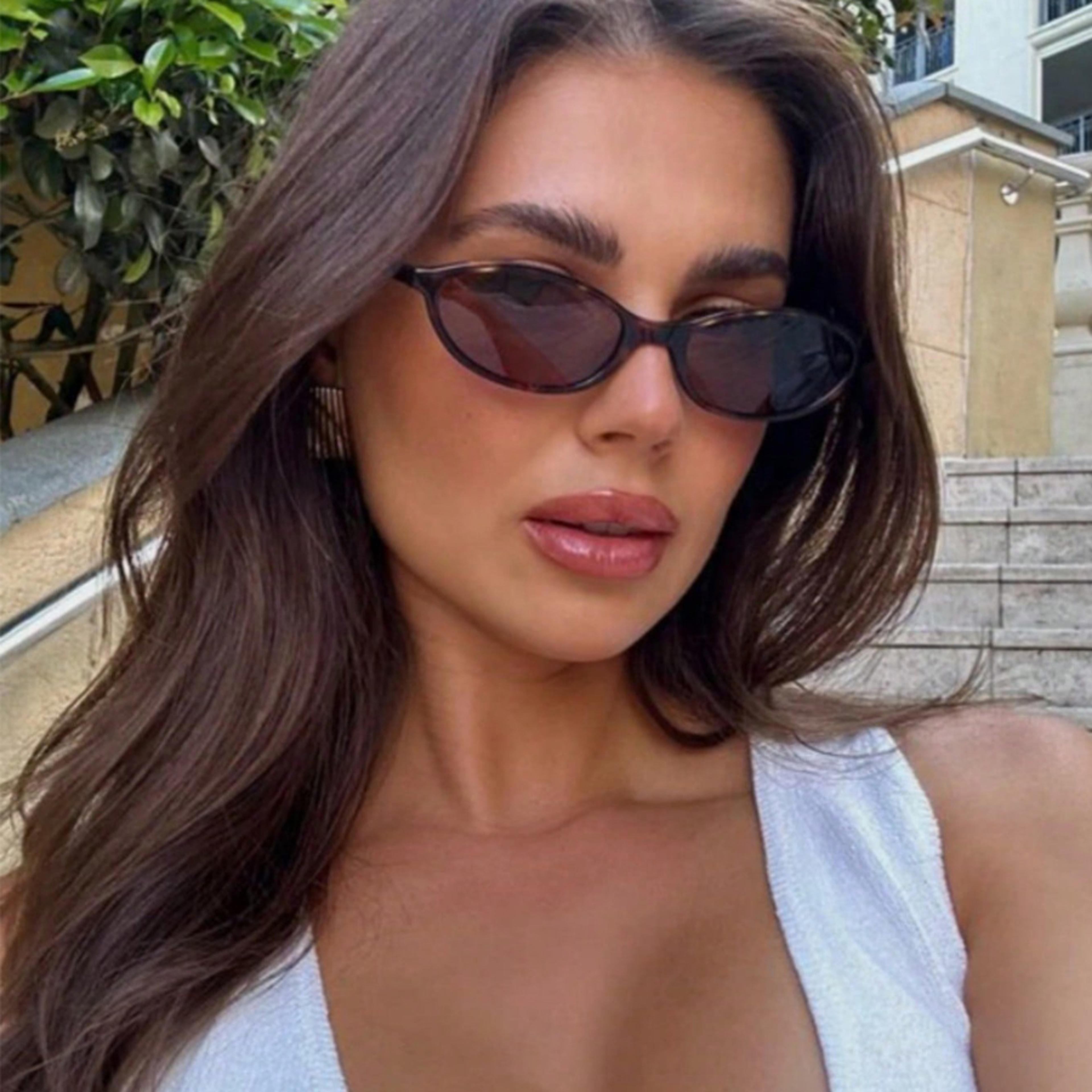 retro oval frame sunglasses: trendy small frame cat eye eyewear with vintage punk aesthetic and sun protection