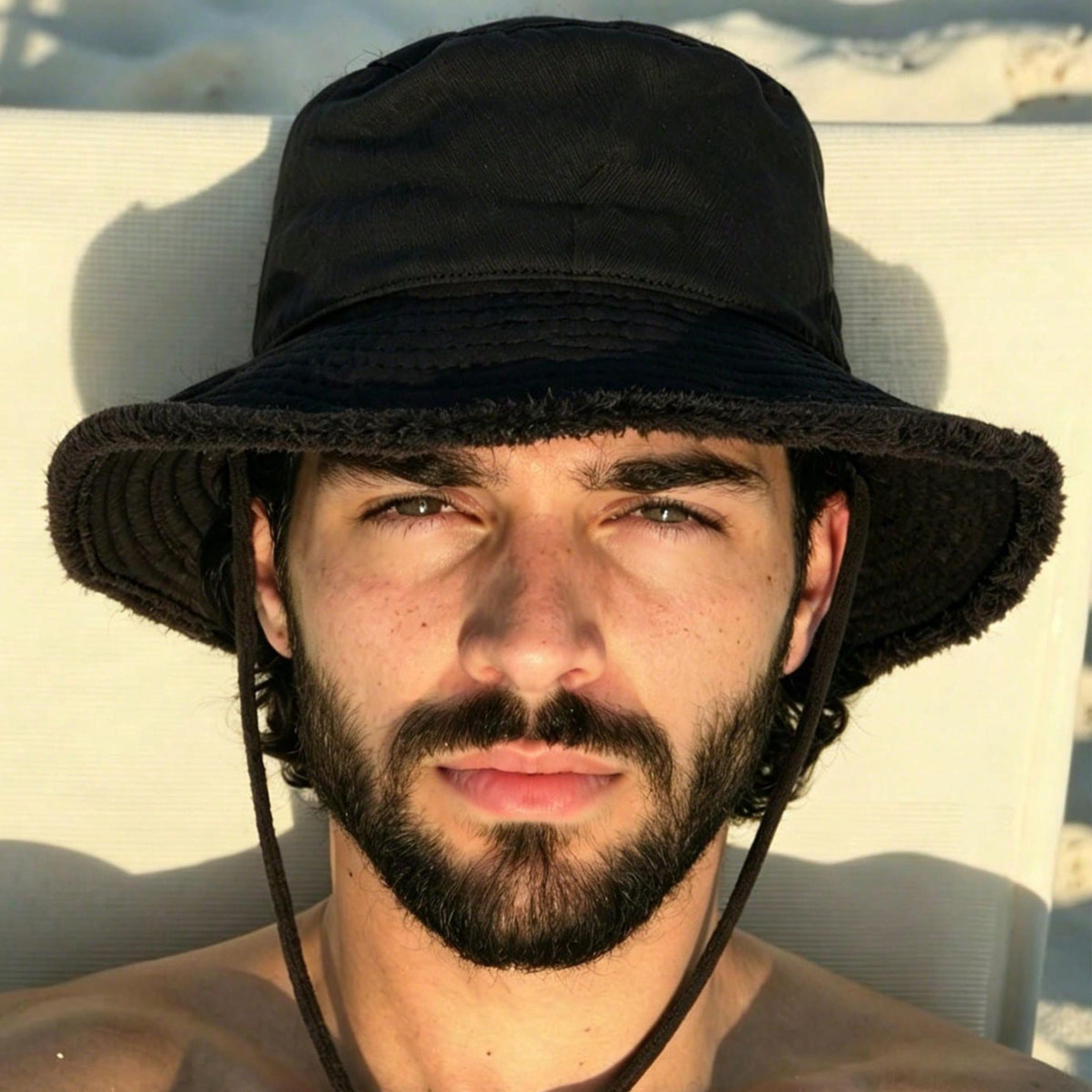 men's wide brim bucket hat – packable sun protection fishing hat with adjustable chin strap