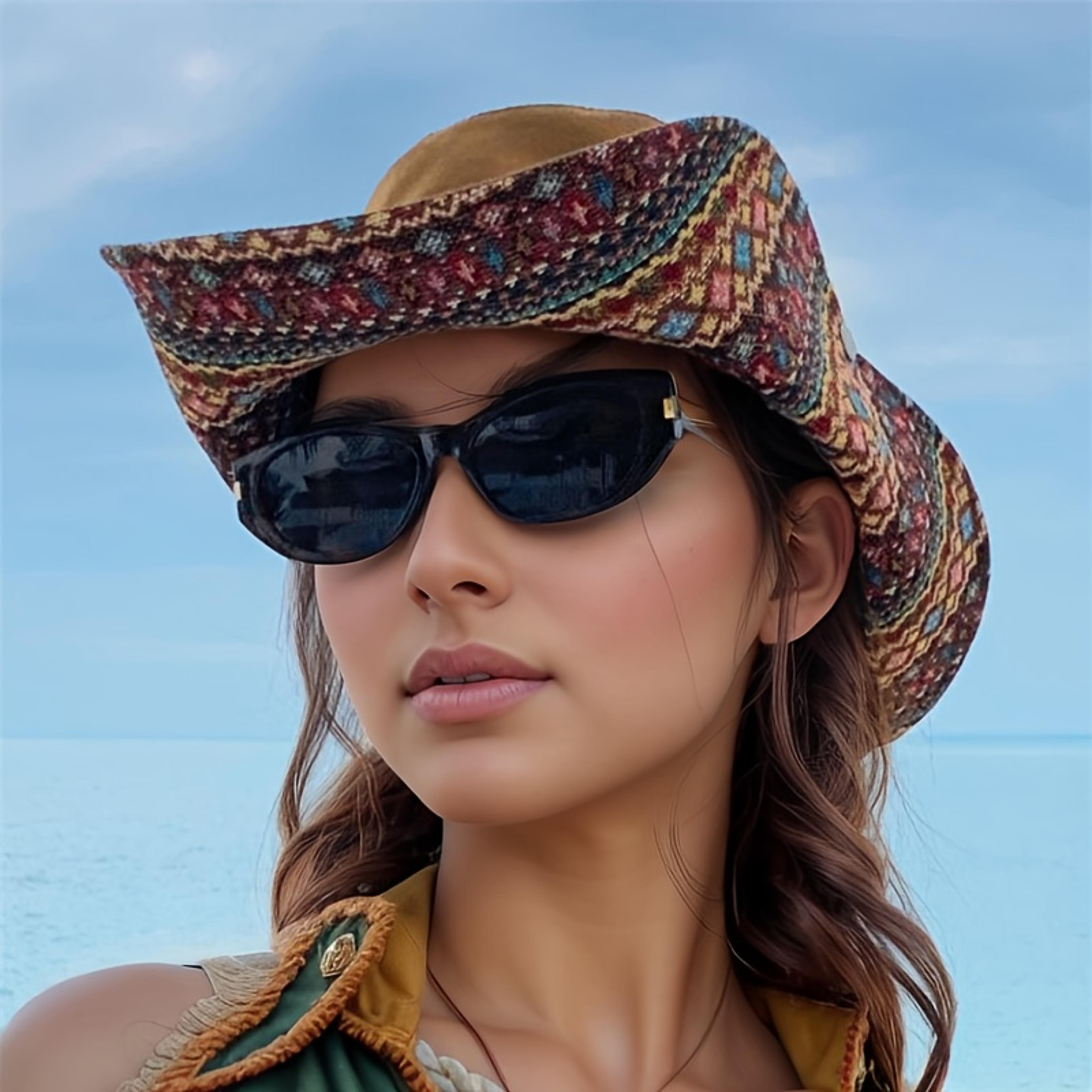 reversible bohemian wide brim sun hat for travel hiking and beach adventures