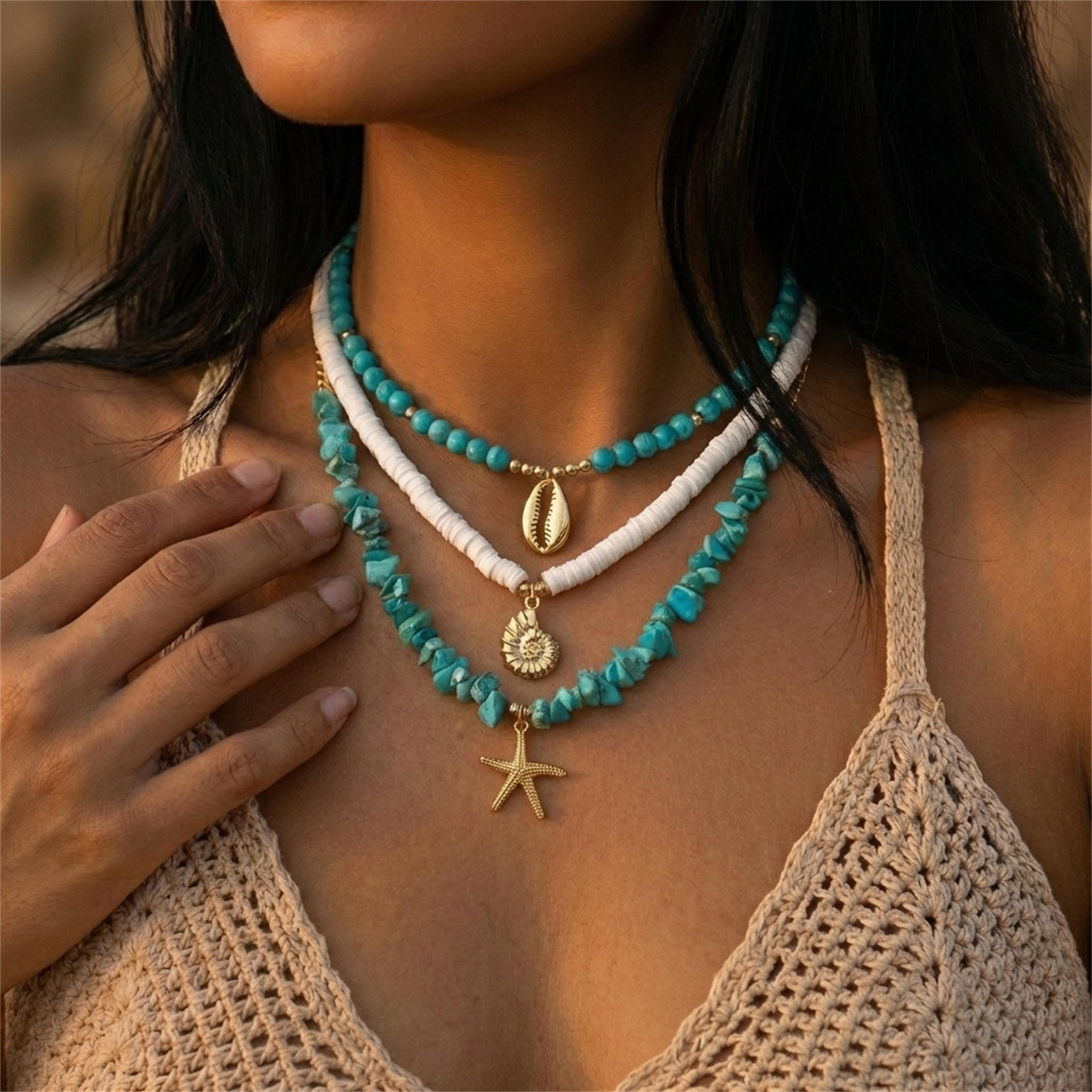 colorful starfish pendant necklace: boho beach jewelry & summer gift