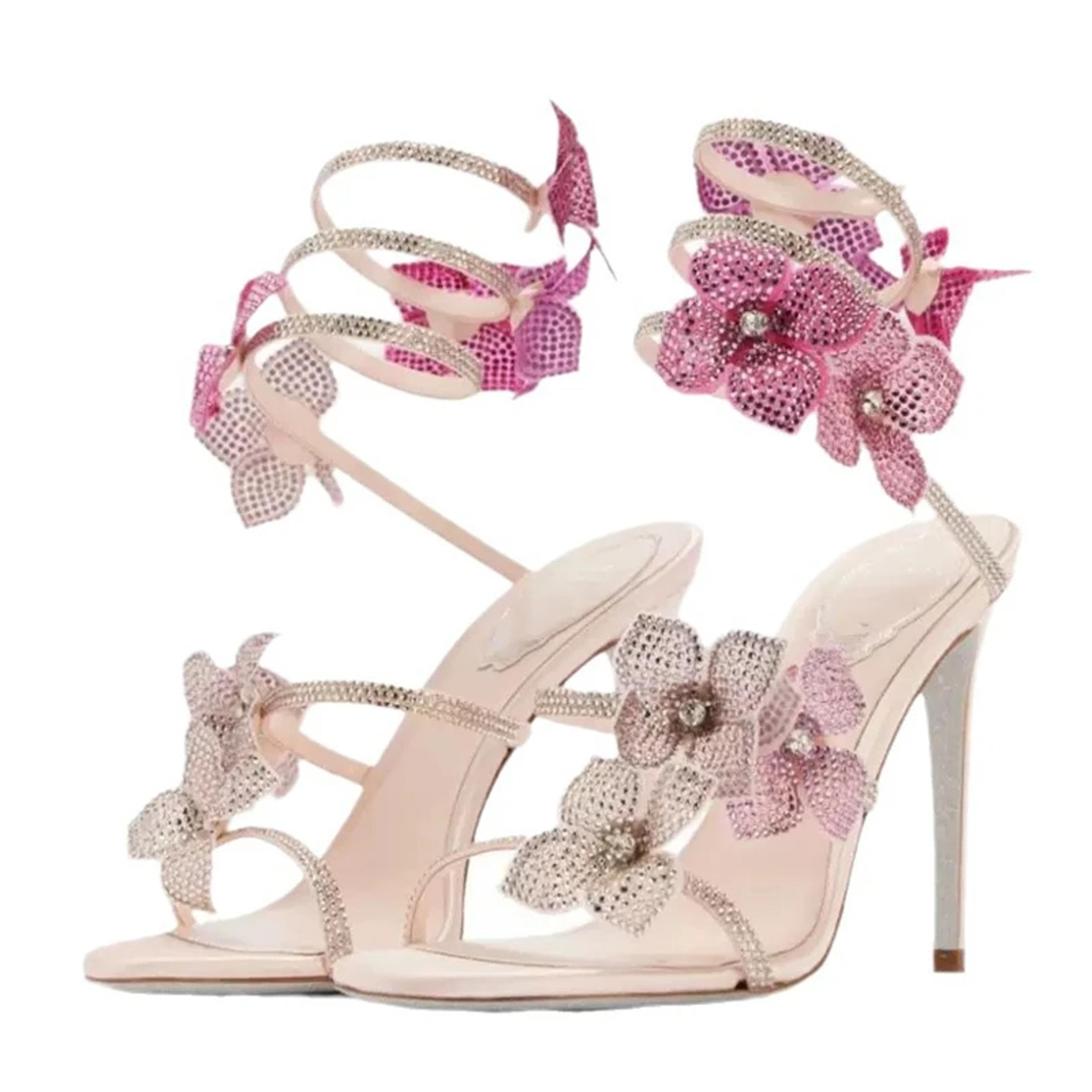 elegant crystal flower stiletto heels: sexy strappy sandals for pole dancing and evening wear