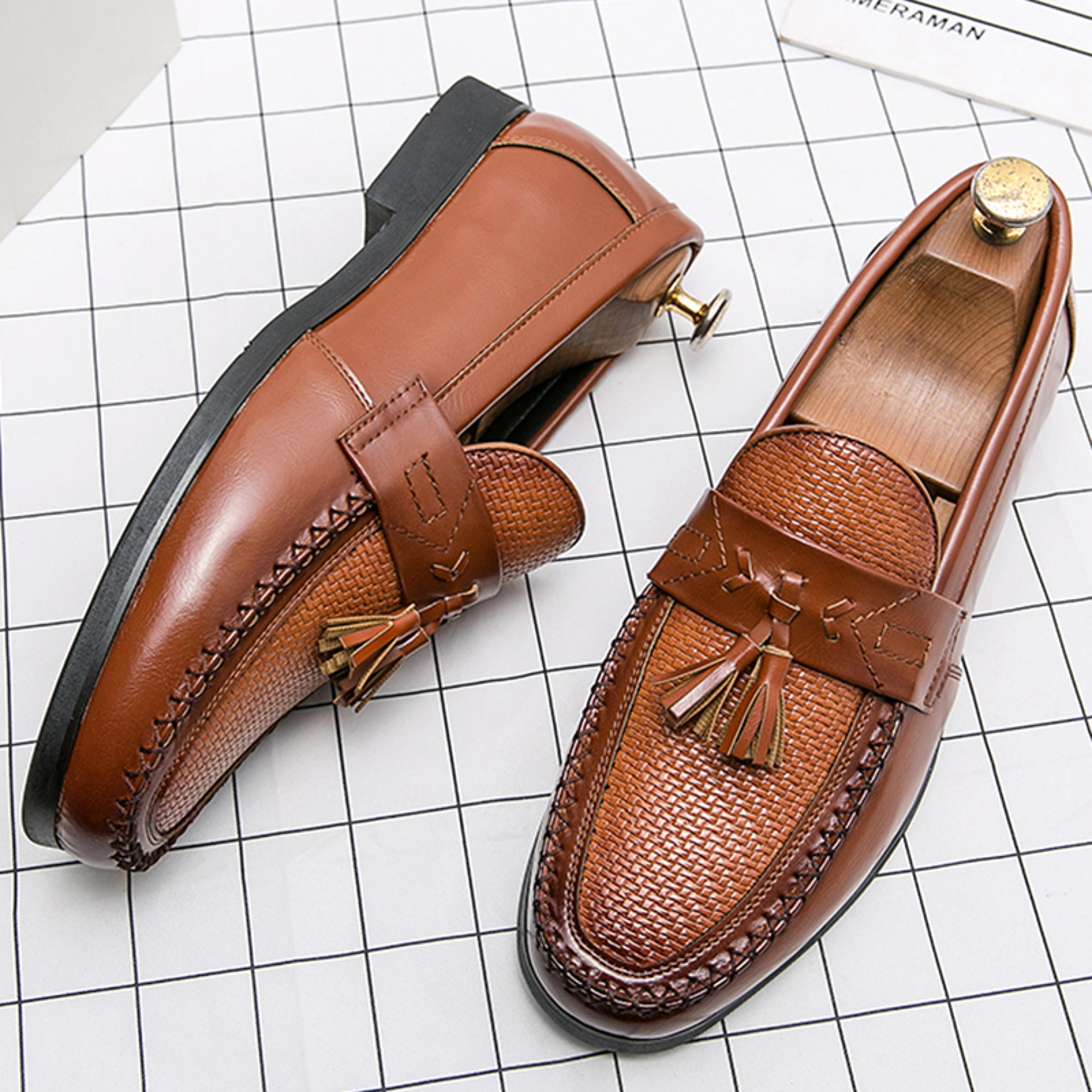 premium mens tassel loafers – elegant business casual leather shoes for weddings and formal events