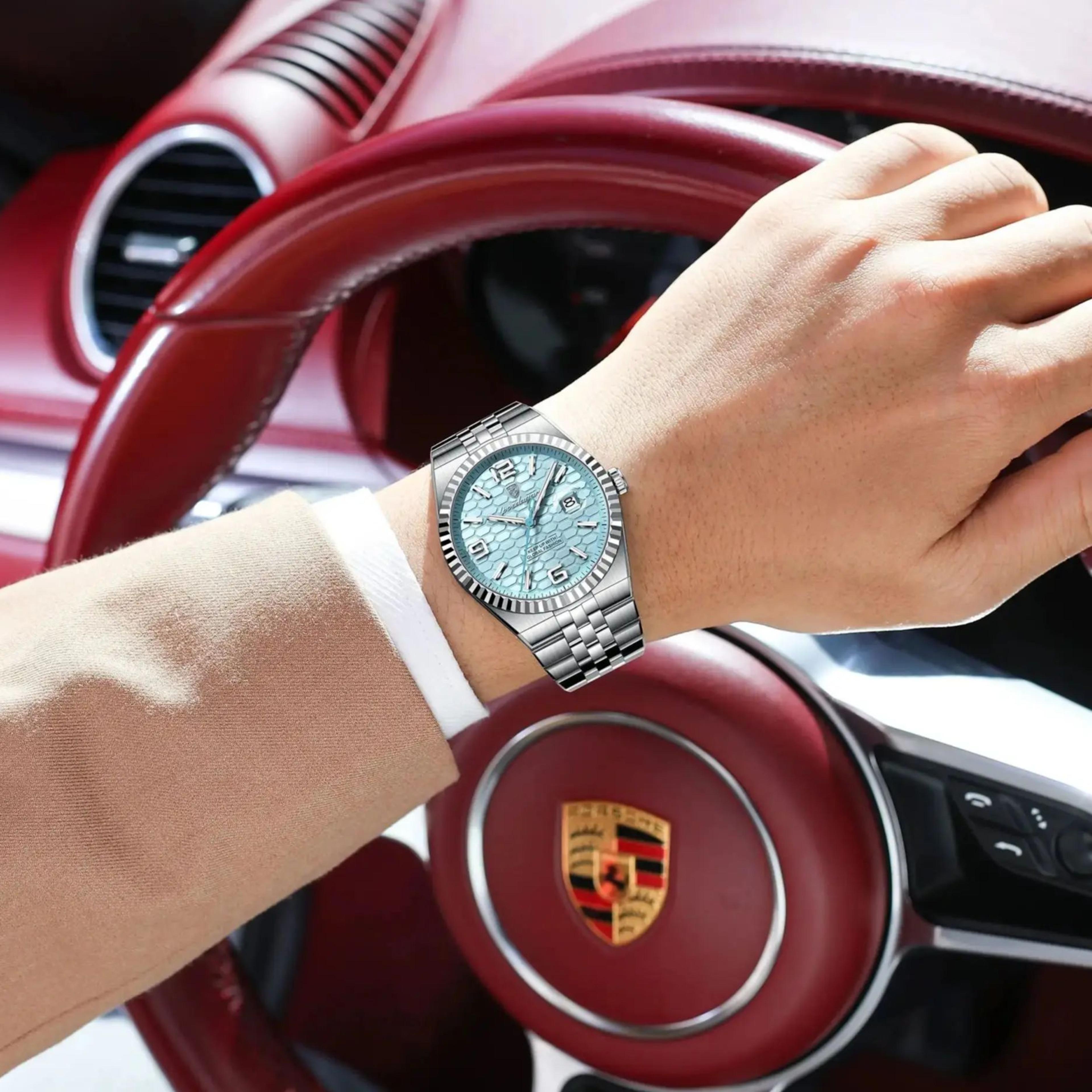 premium stainless steel mens luxury quartz watch waterproof & luminous business casual timepiece with date display