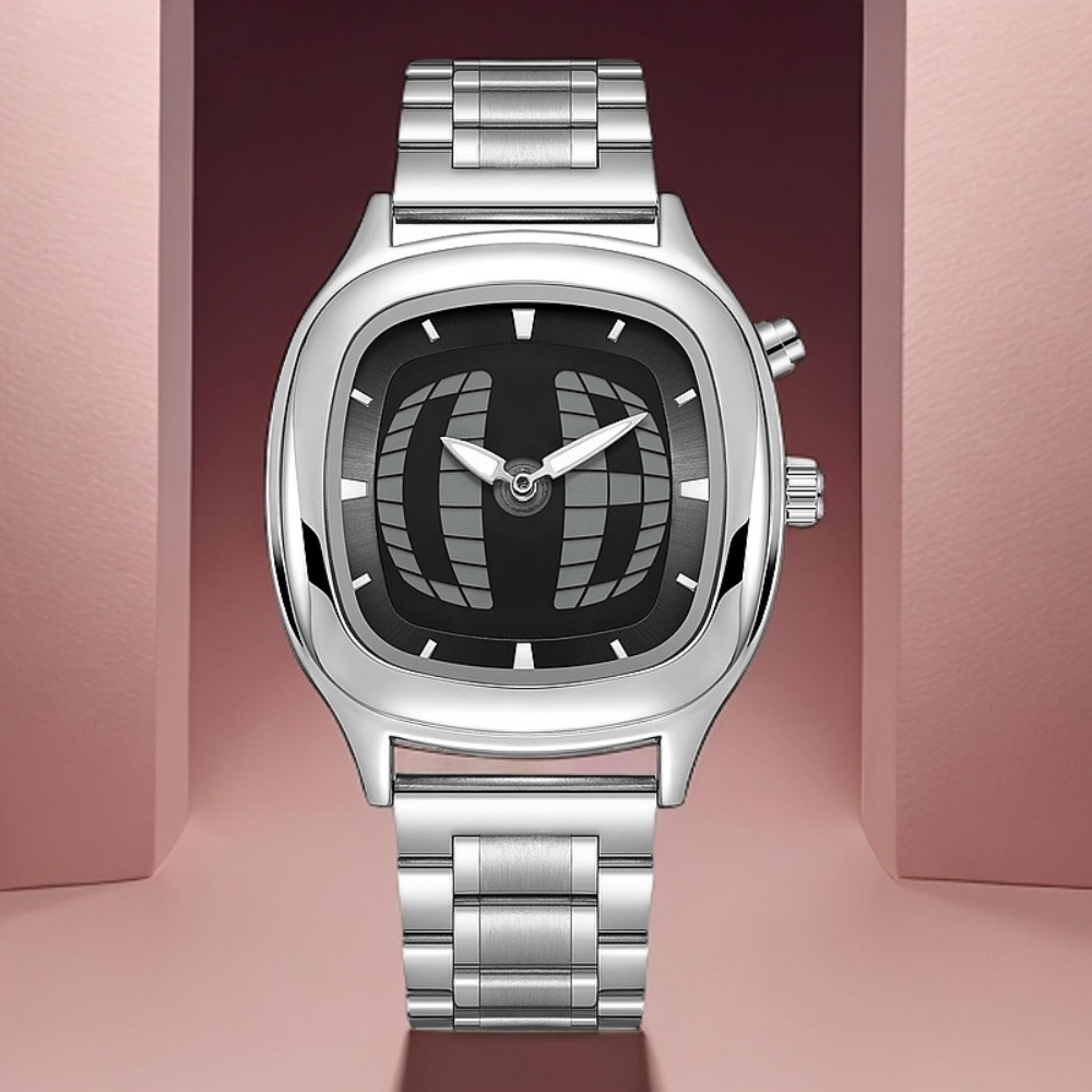 men's dual display watch – retro futuristic waterproof quartz wristwatch