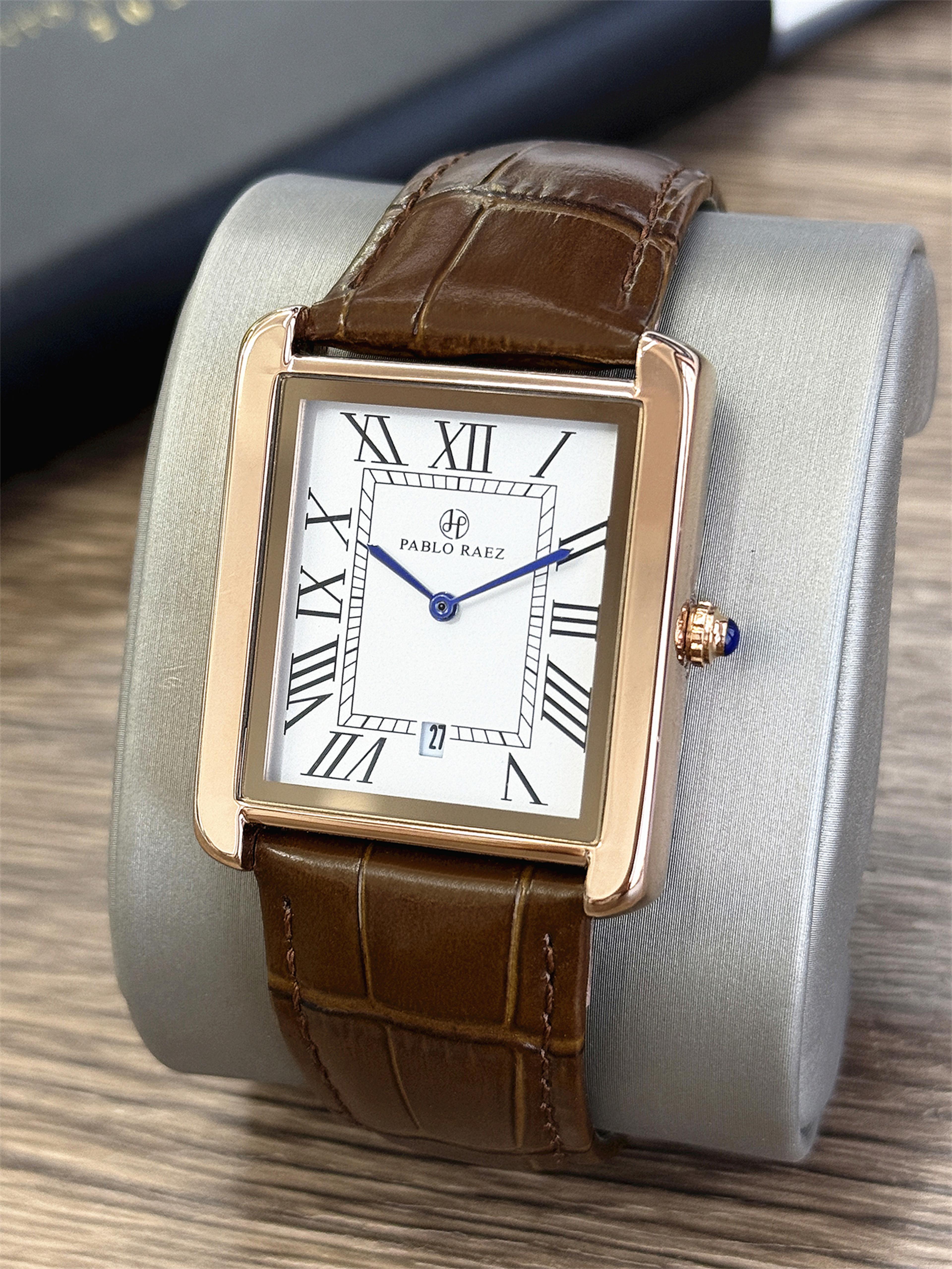 retro classic mens leather watch – waterproof business casual quartz timepiece with calendar & gift box