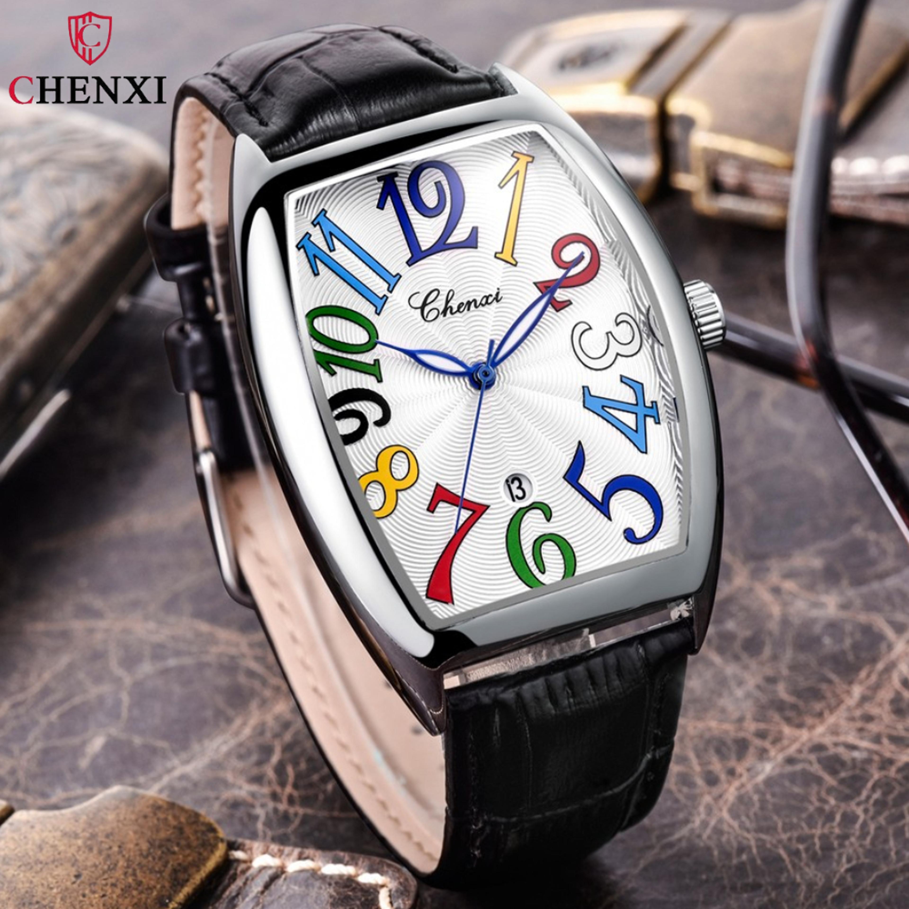 luxury business leather quartz watch for men