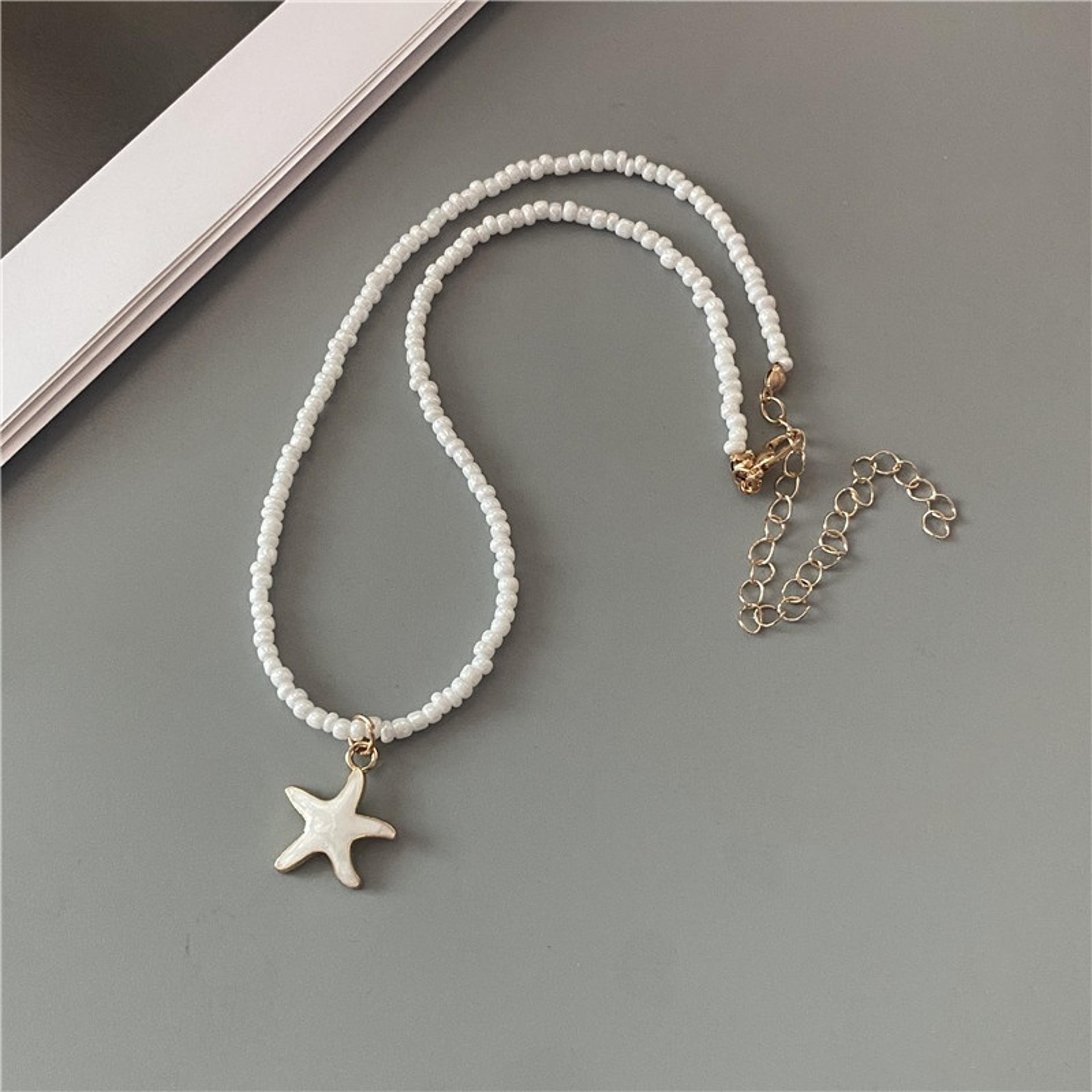 romantic starfish short necklace for women and girls