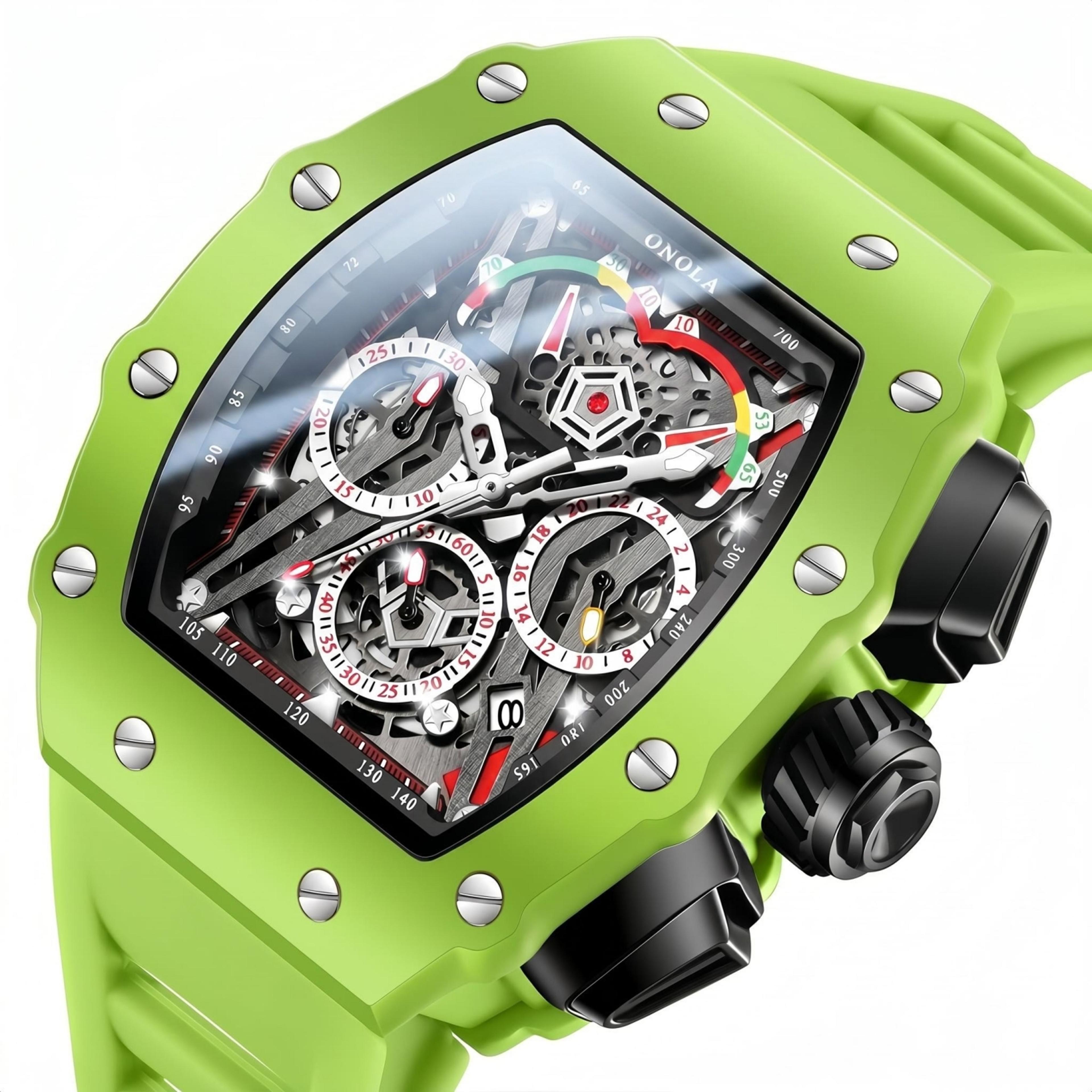 onola men luxury wine barrel quartz sports watch