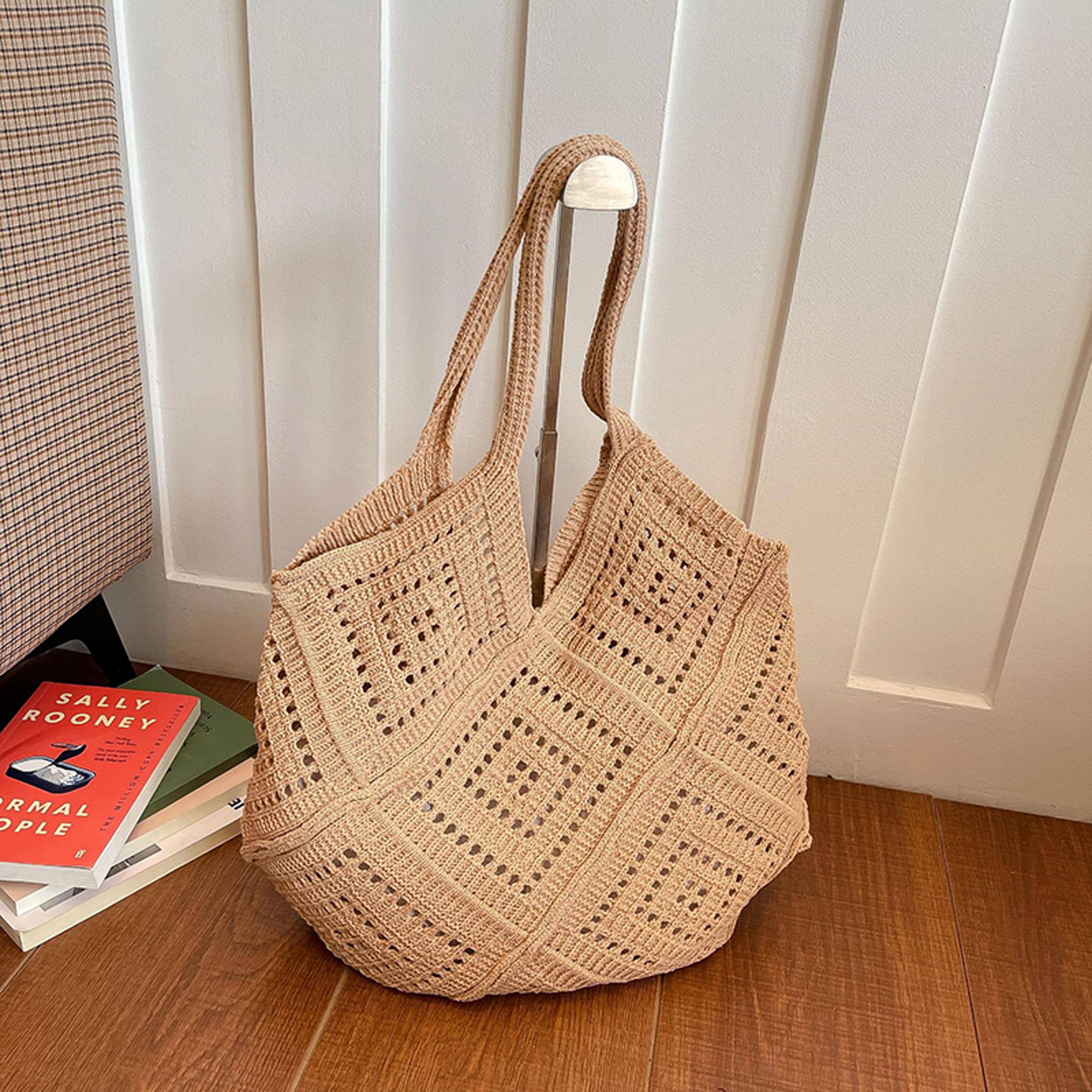 yarn hollow out large capacity summer shoulder bag