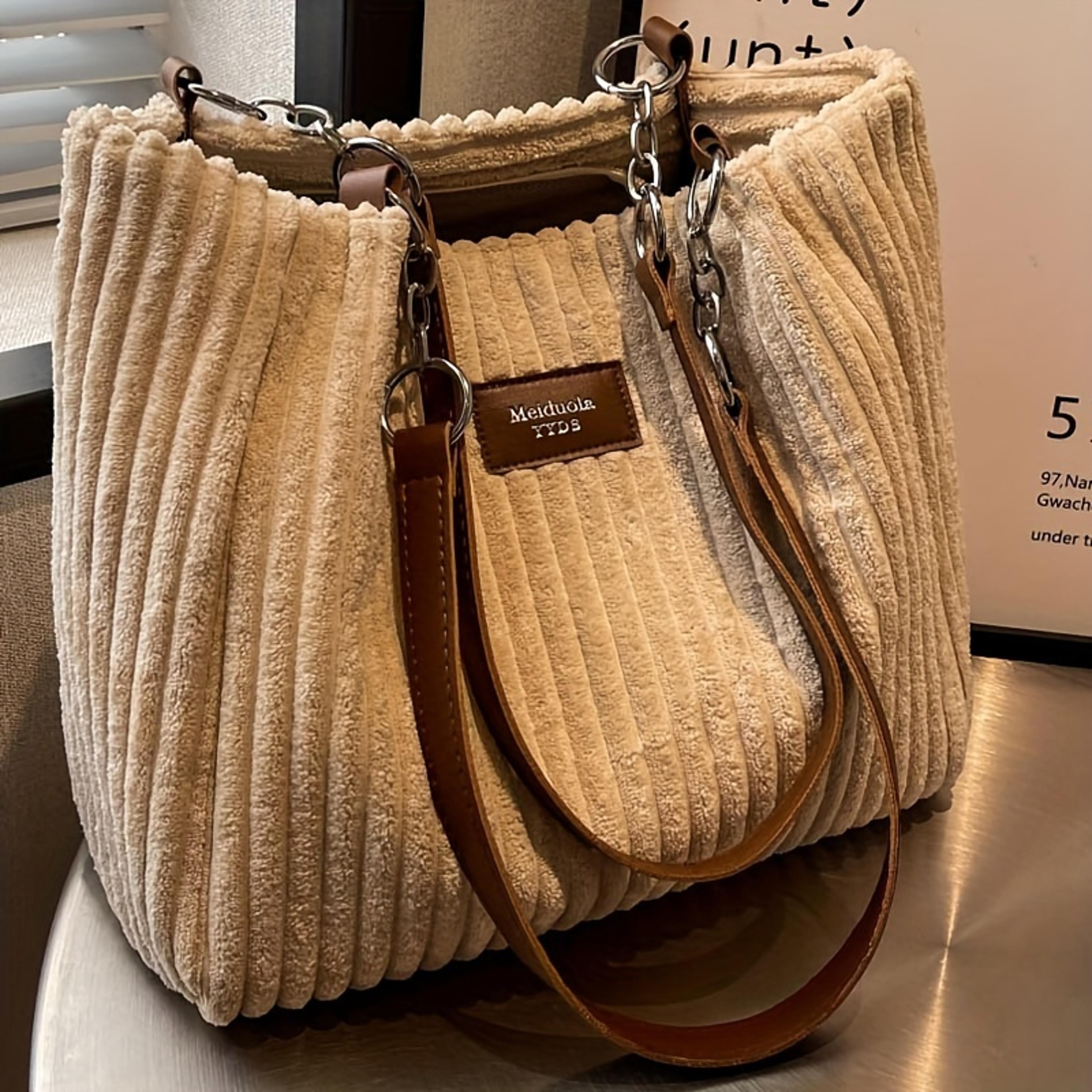 classic corduroy tote bag large capacity shoulder bag