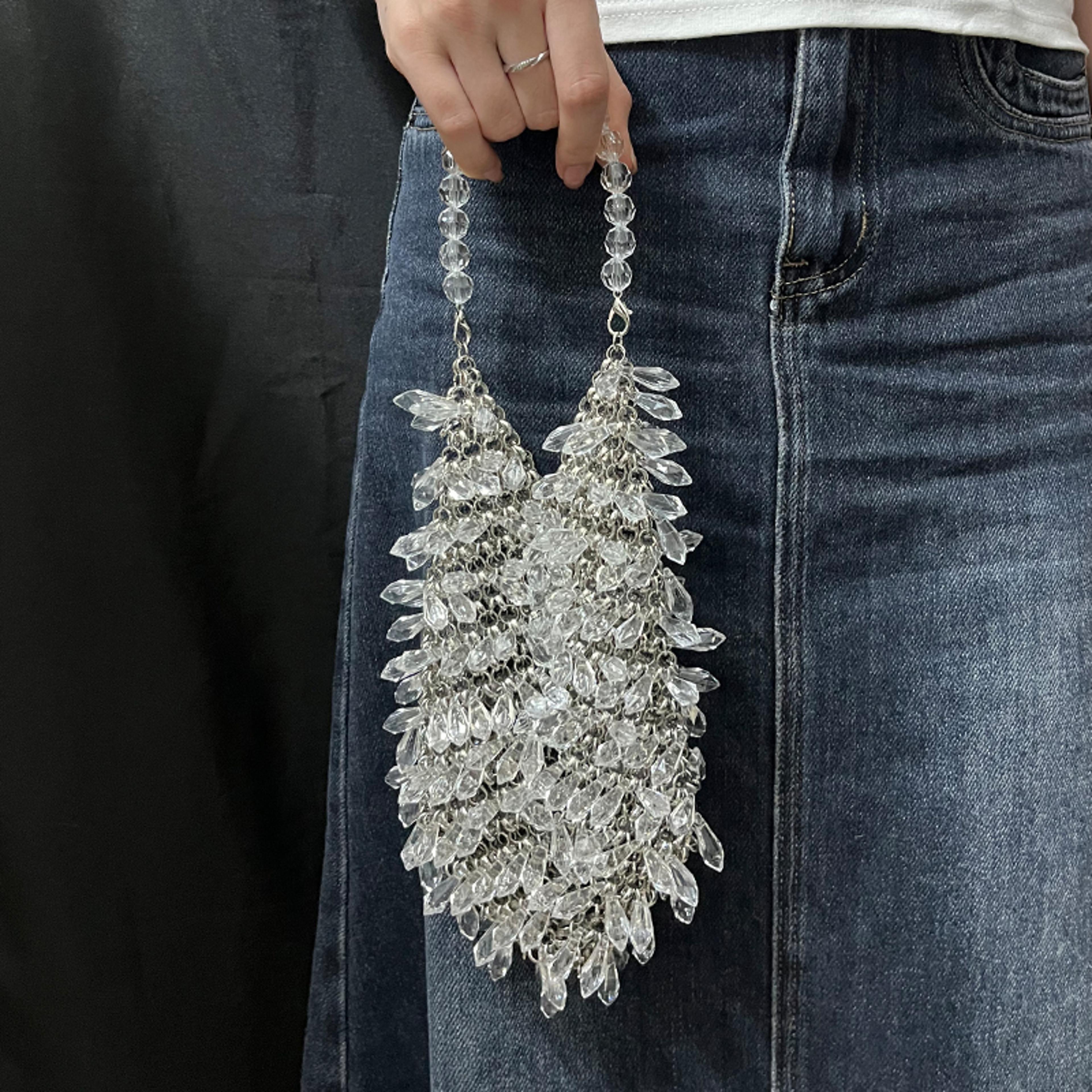 sparkling crystal rhinestone bucket bag for evening and party wear