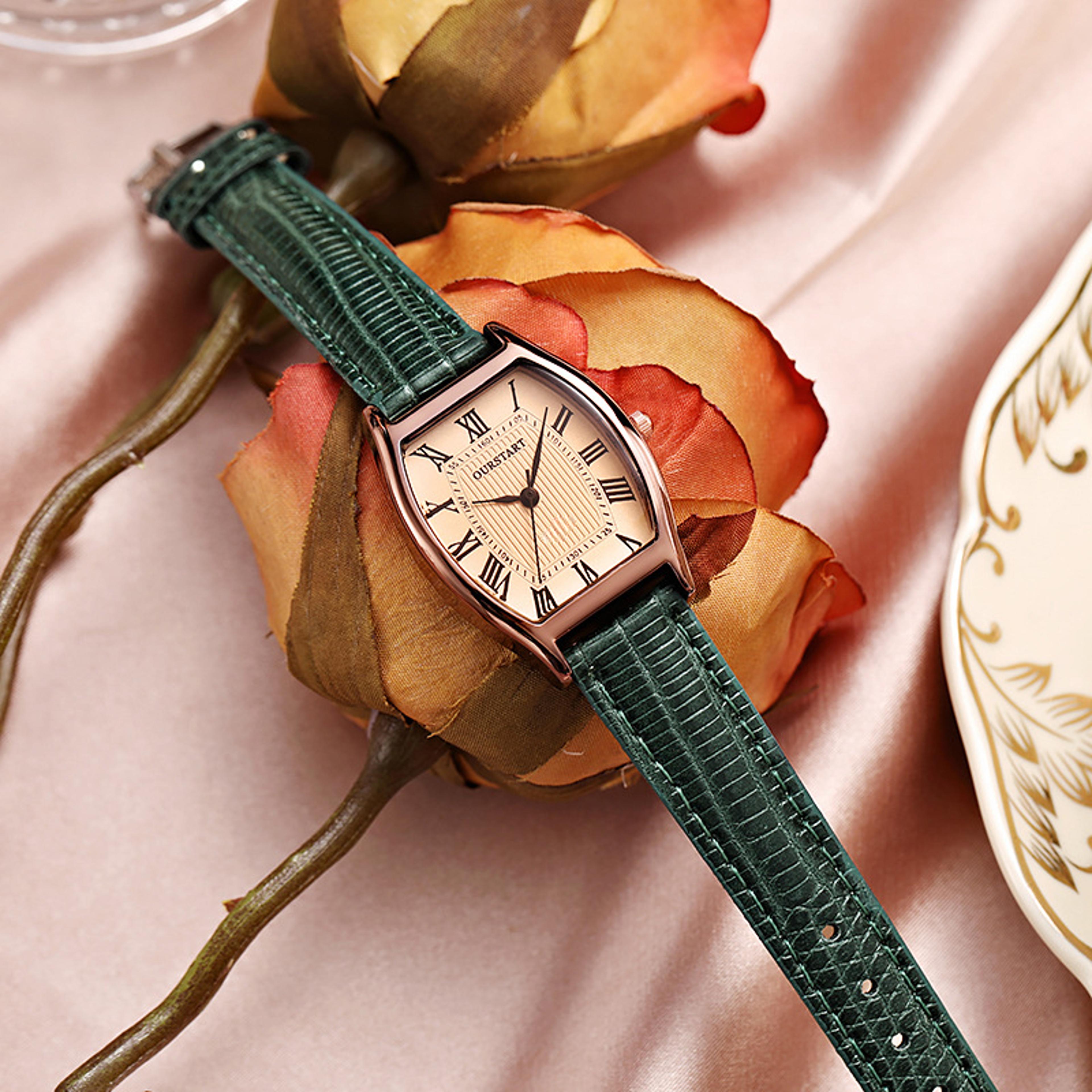 vintage barrel shaped quartz women watch