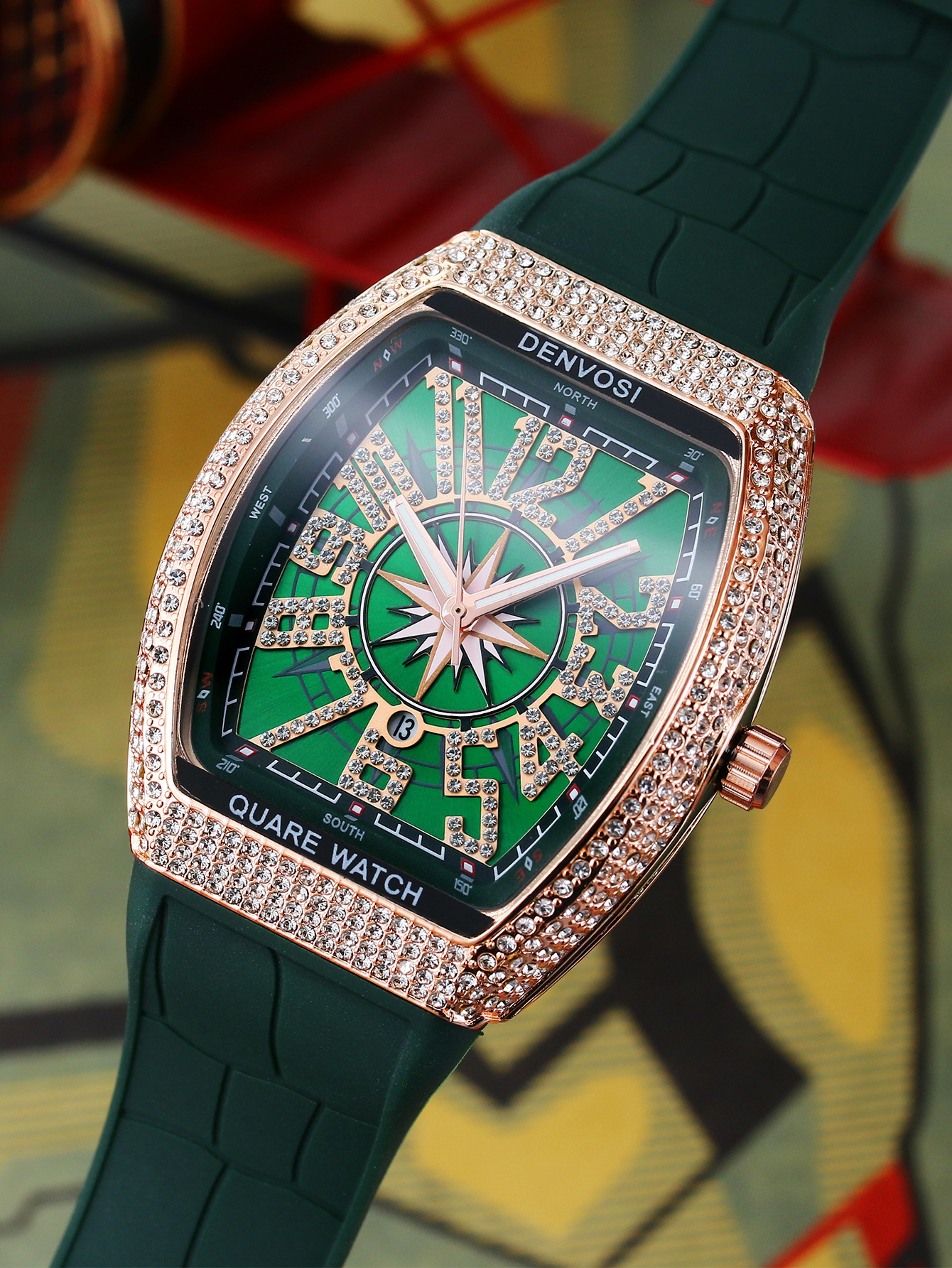 denvosi luxury starry sky quartz watch with silicone strap