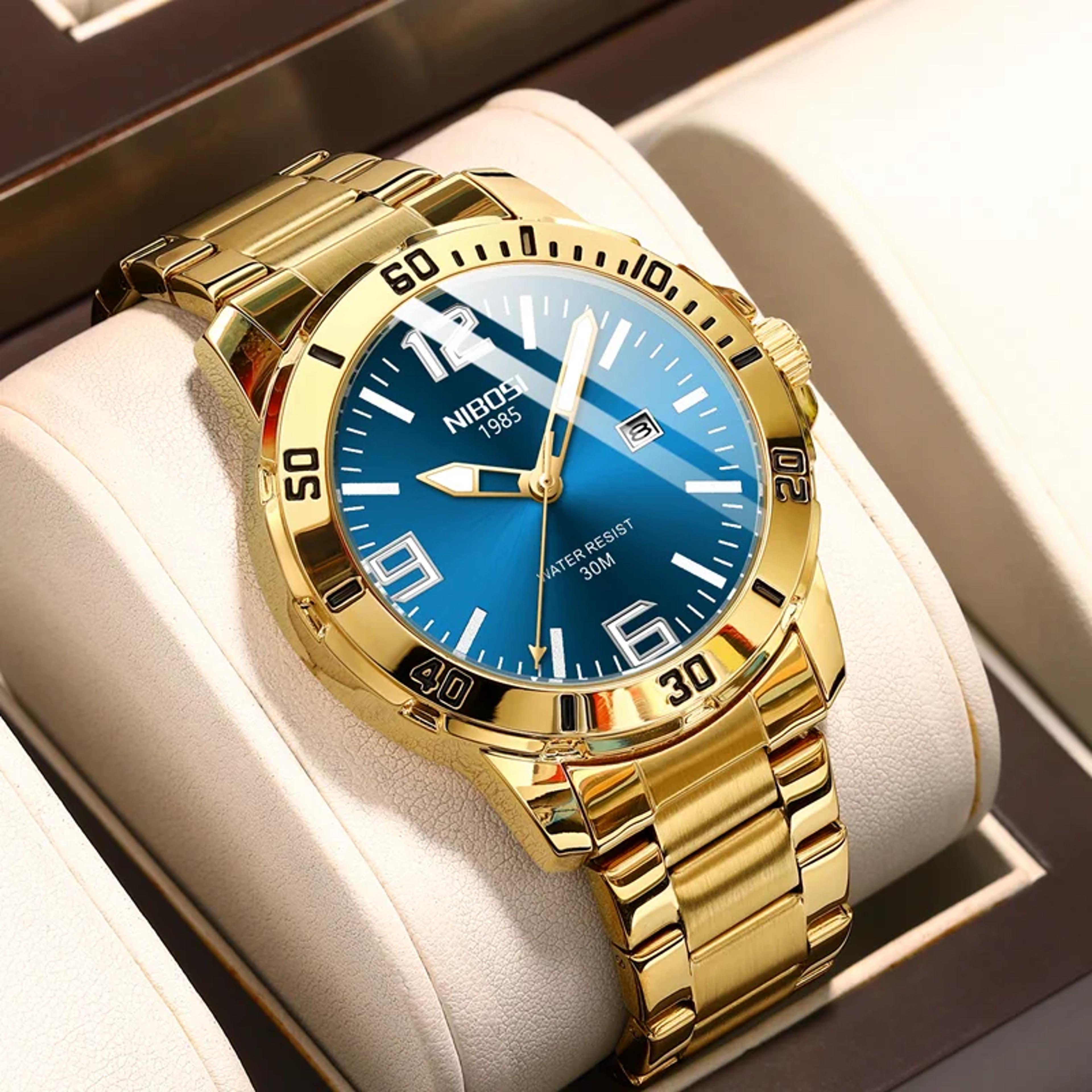 nibosi luxury quartz business watch stainless steel