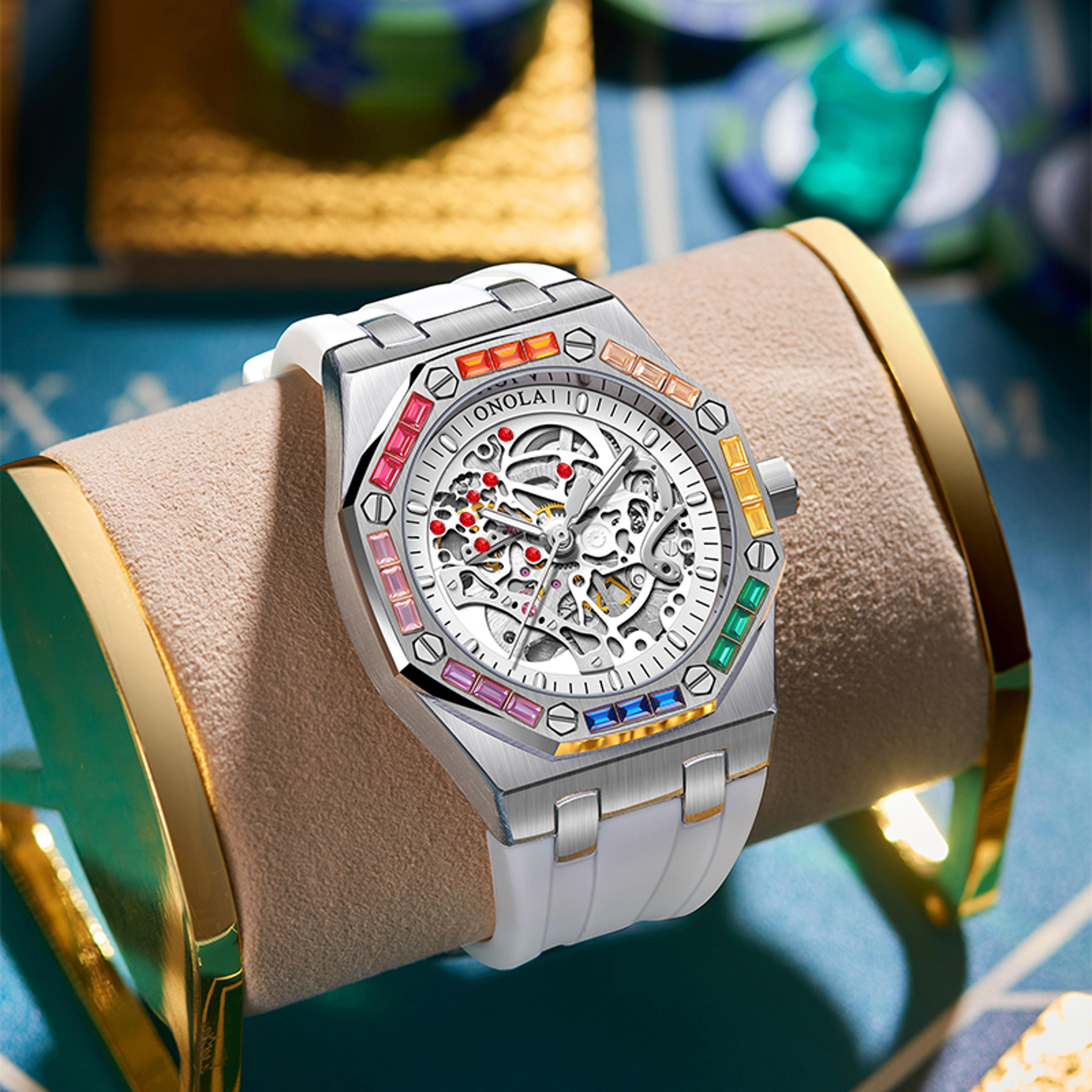 onola automatic mechanical luxury men watch for business and military style