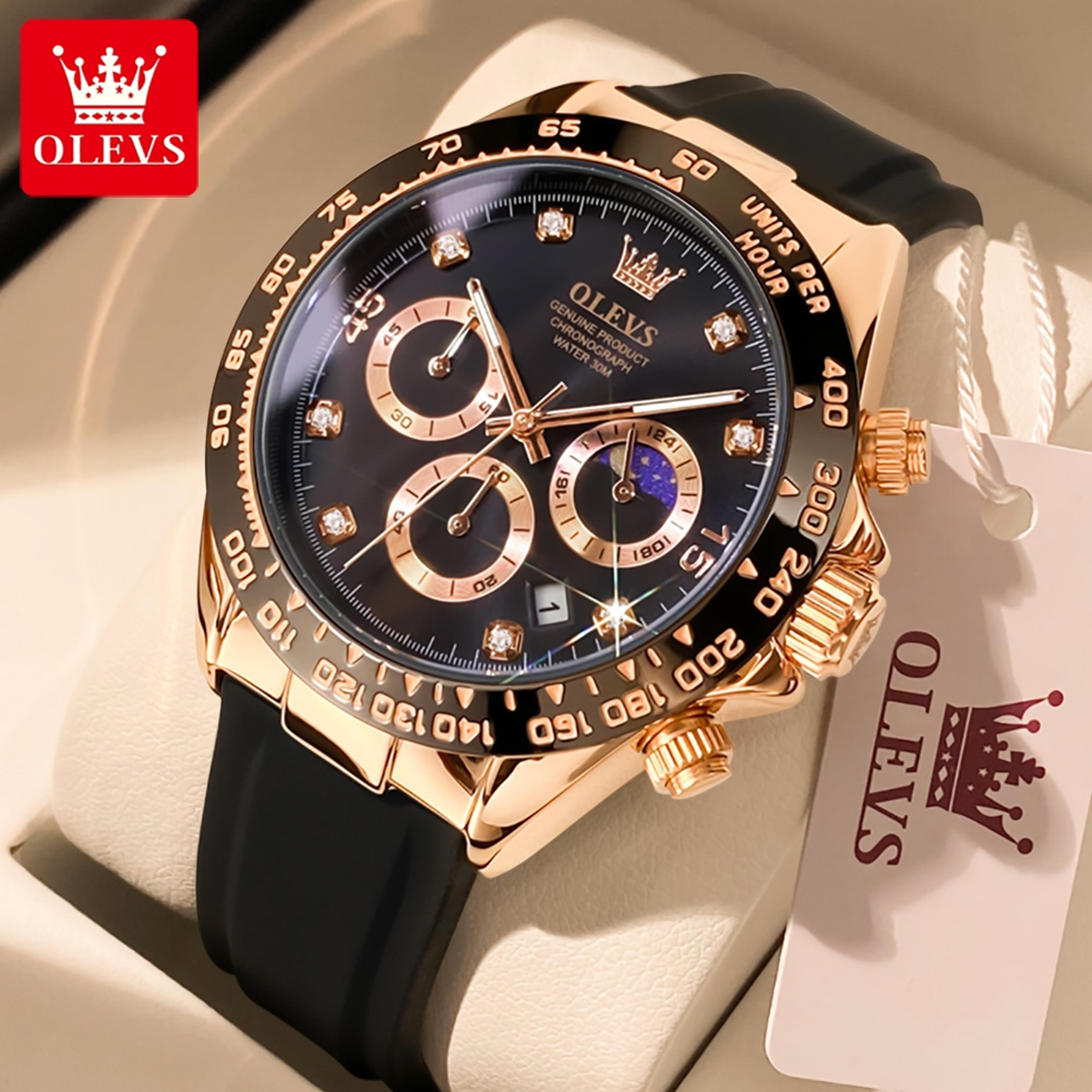 olevs luxury men quartz watch waterproof sports calendar wristwatch