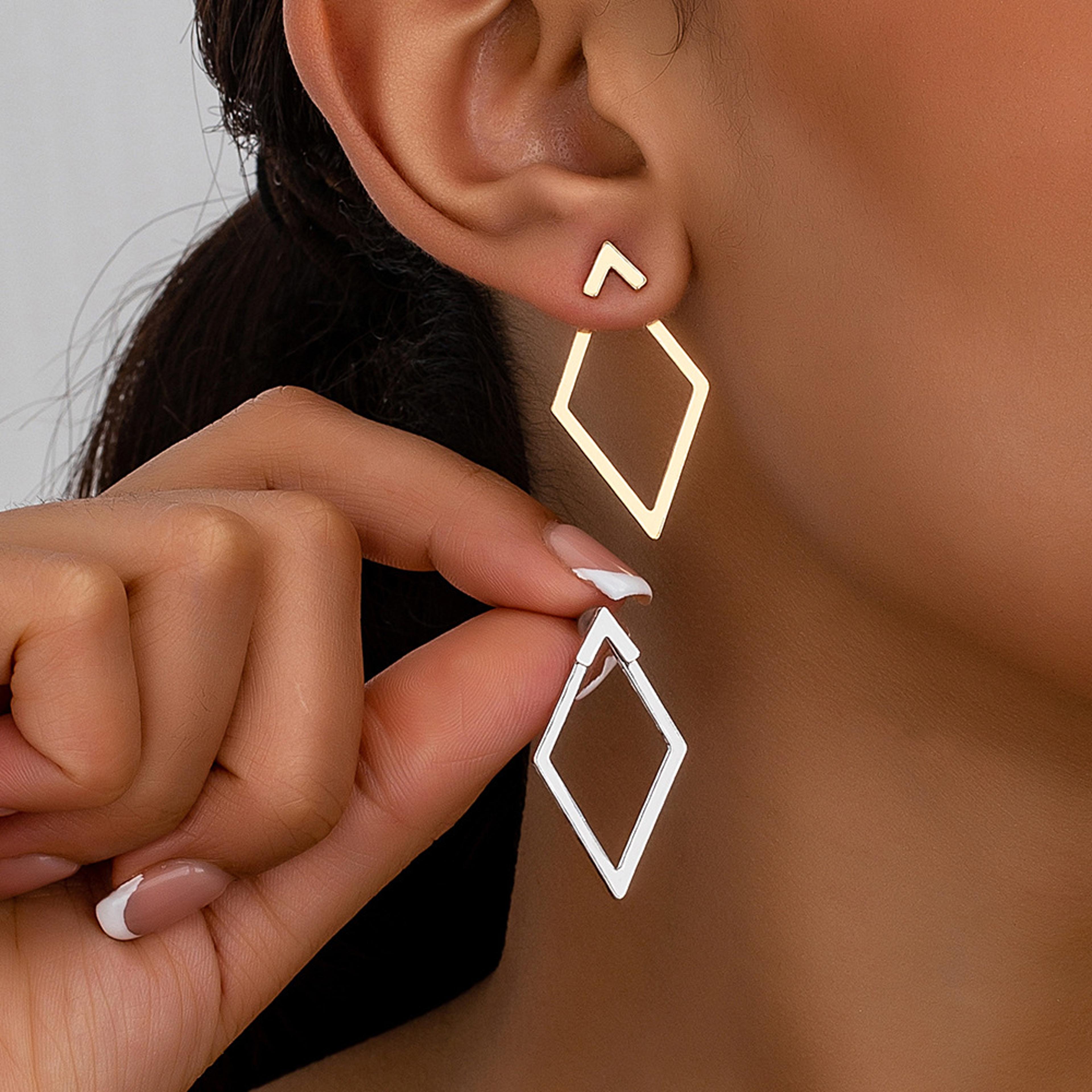 geometric square detachable triangles stud earrings for women