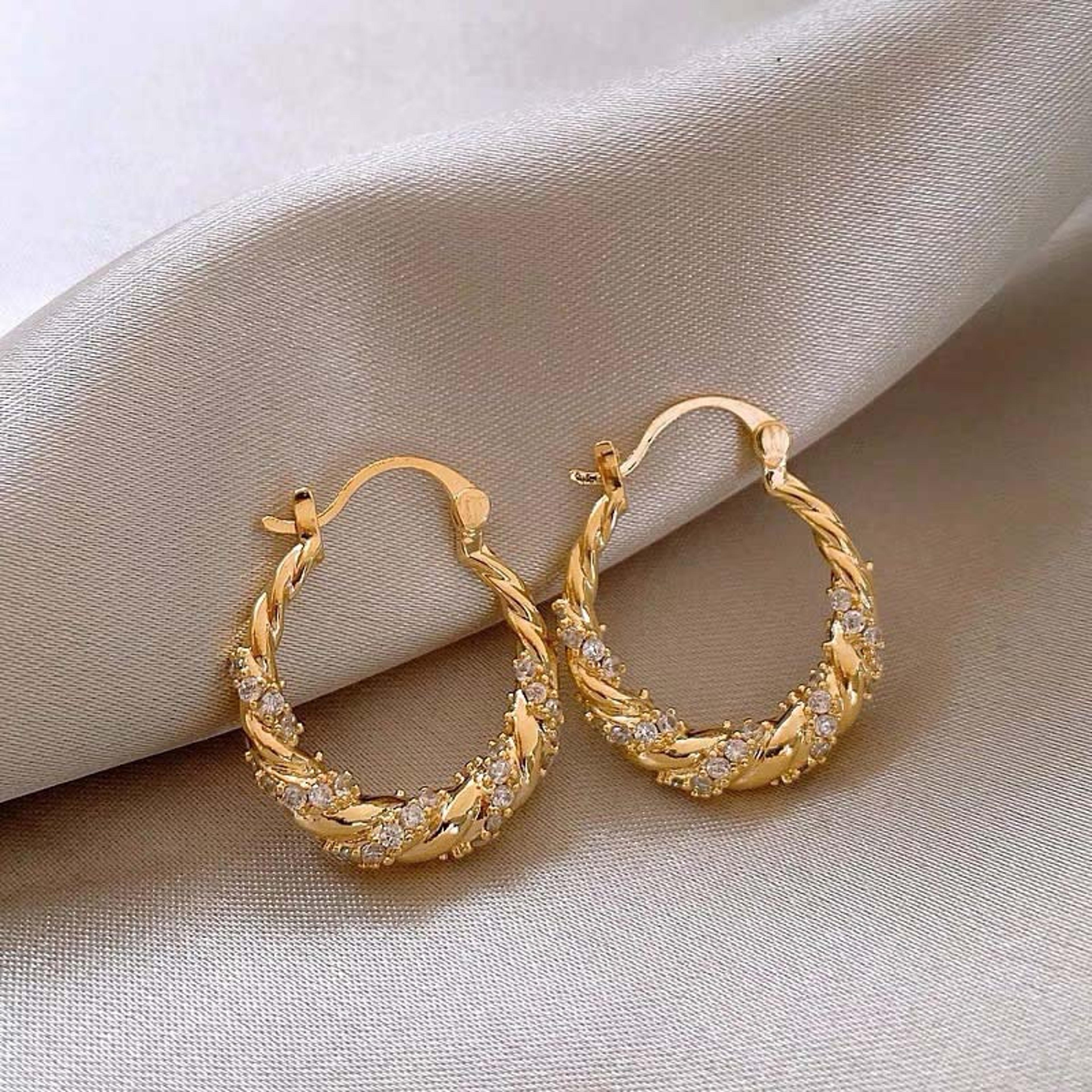 gold zircon hoop earrings