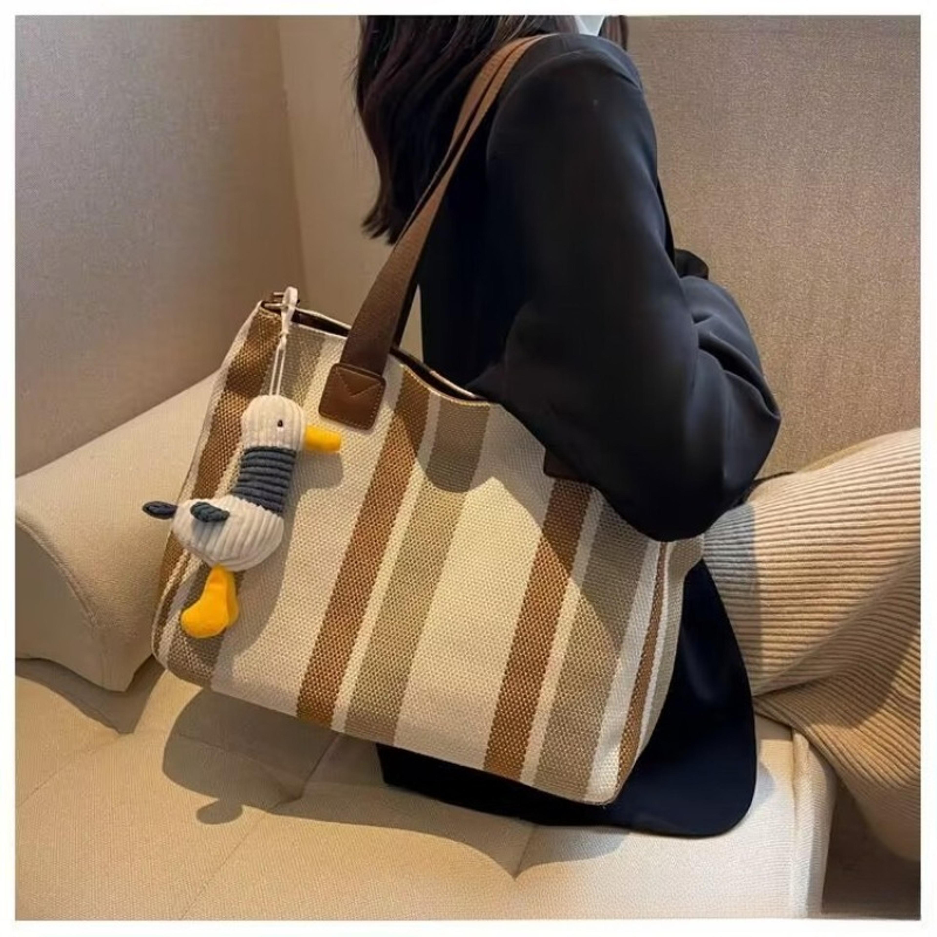 striped crossbody tote bag