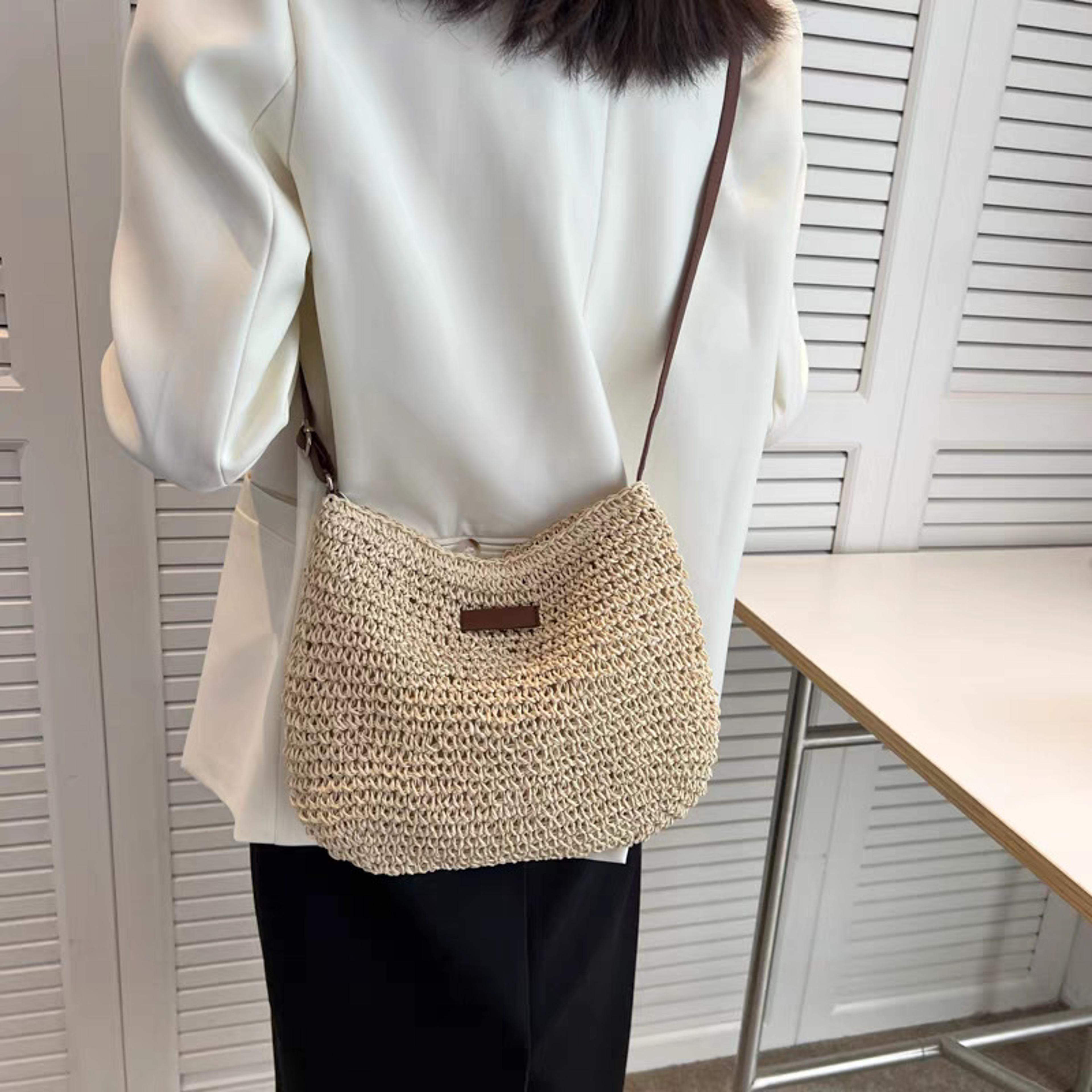 chic woven straw crossbody bag for summer beach vacation and everyday style