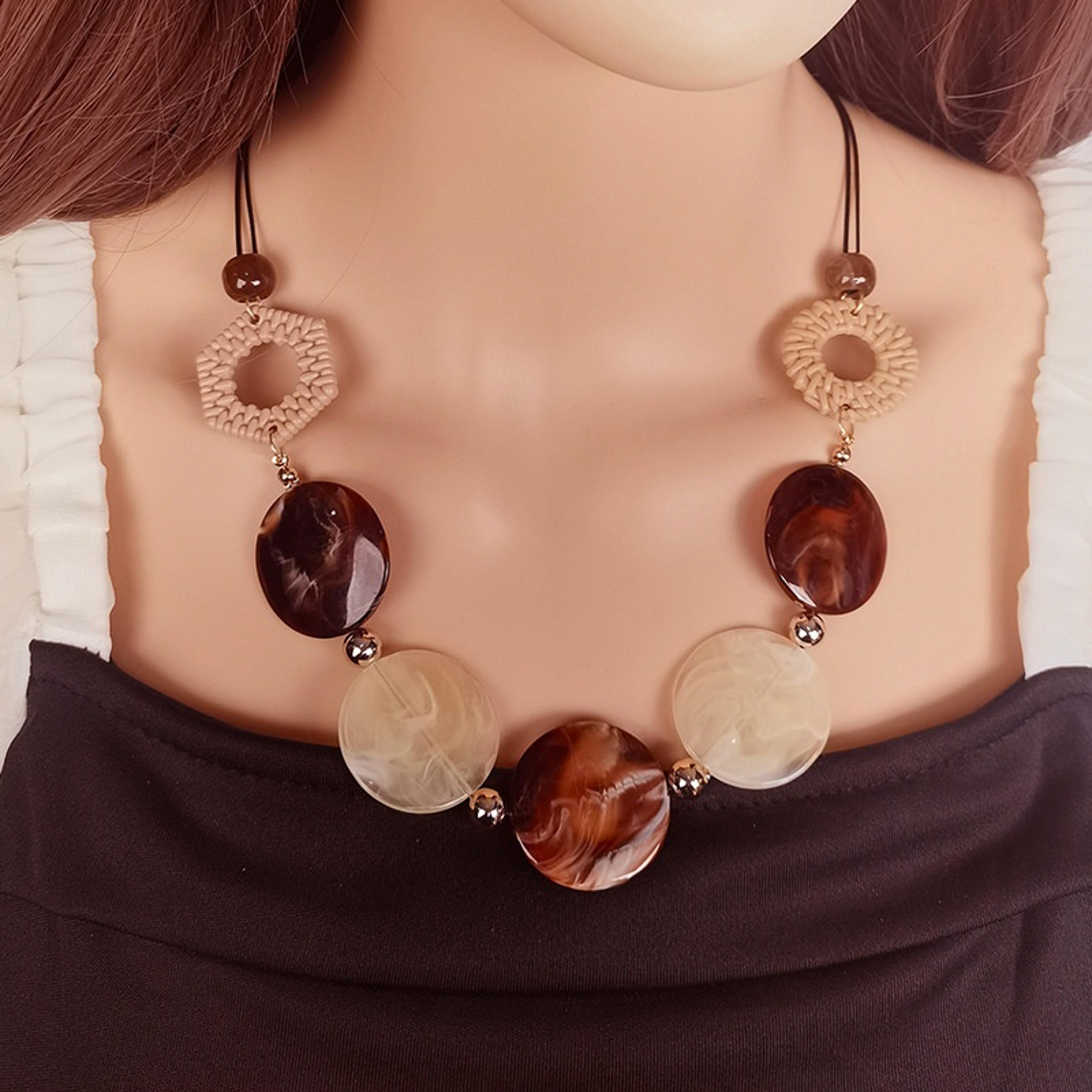vintage geometric acrylic statement necklace