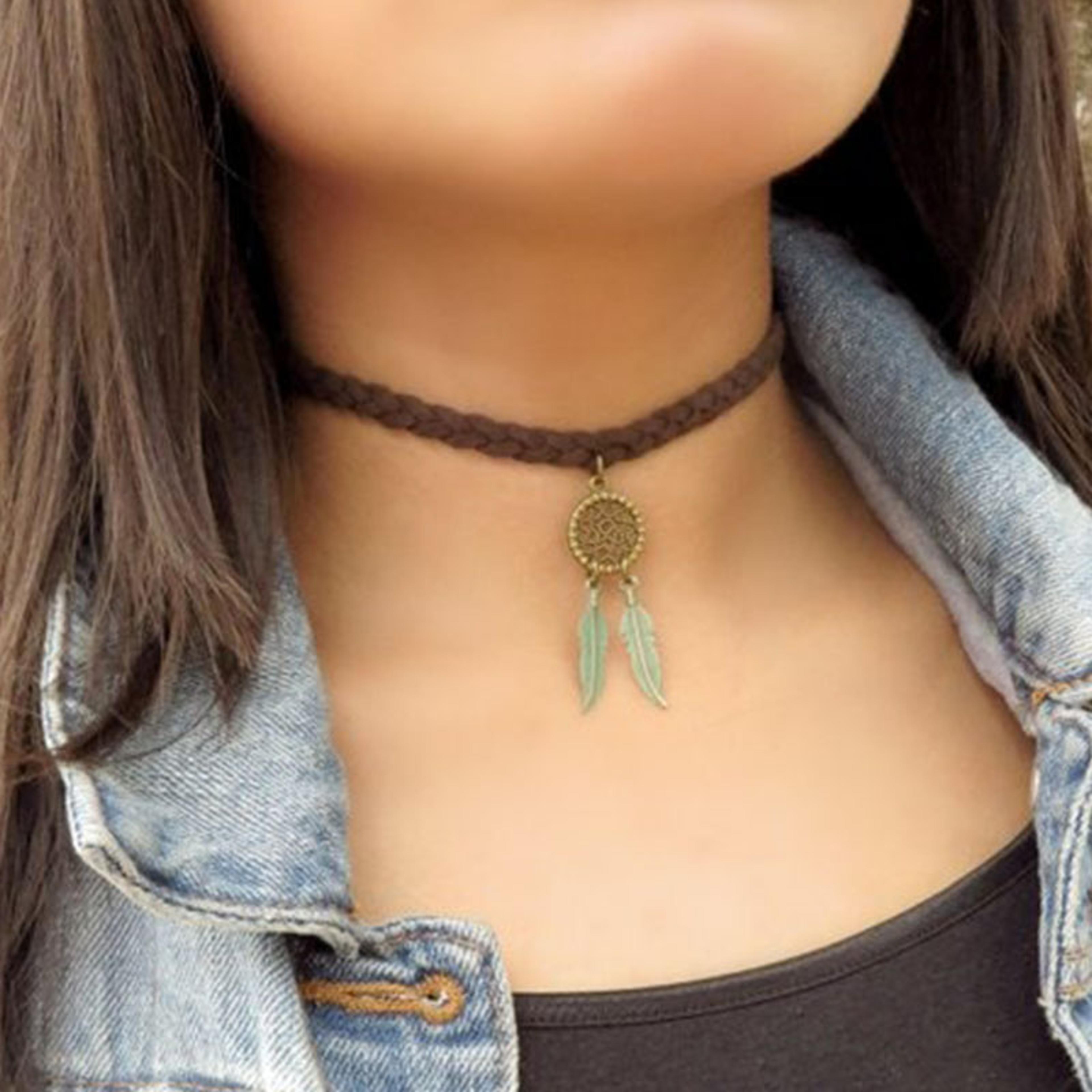 turquoise beaded choker necklace for women boho gemstone jewelry