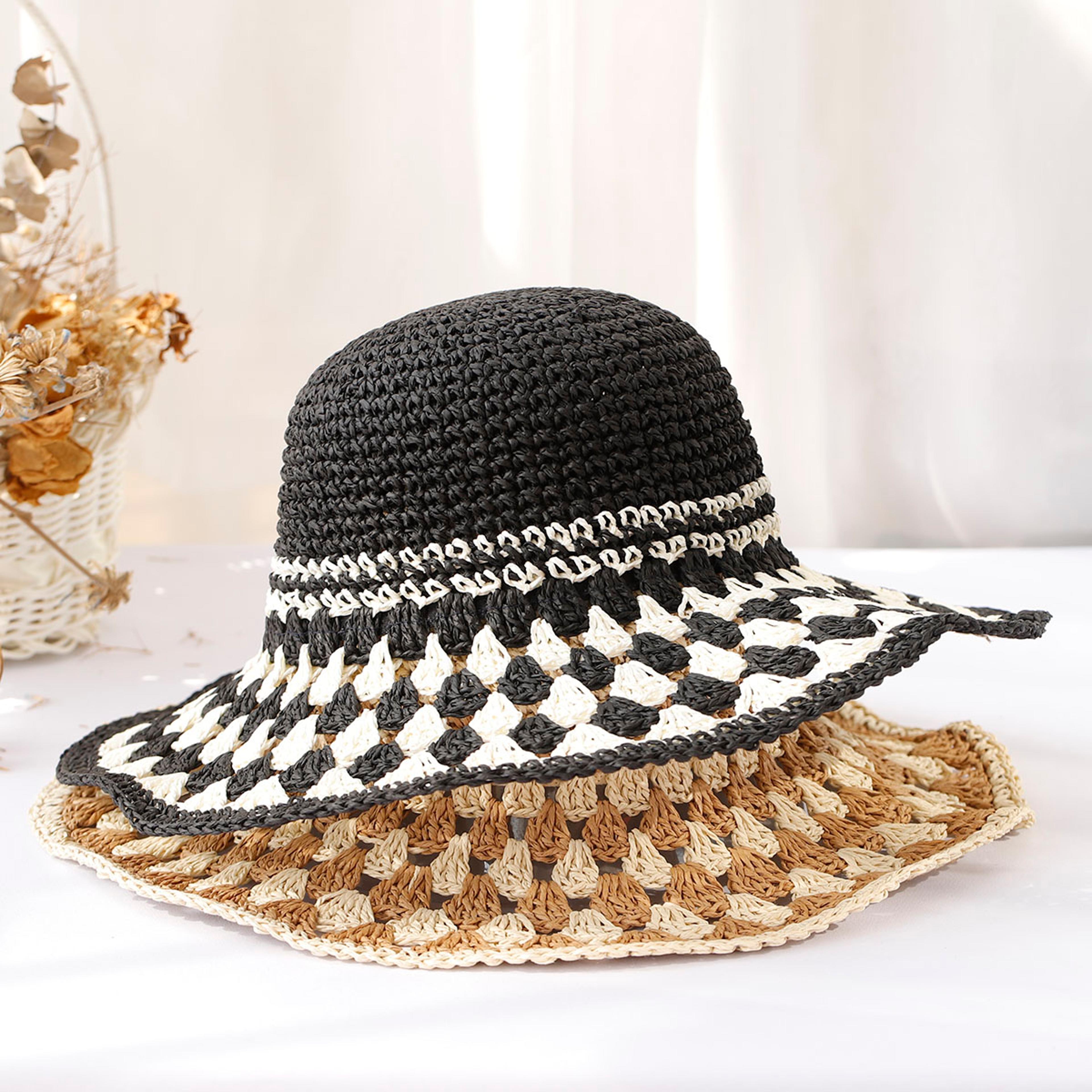 handmade colorful straw sun hat for women