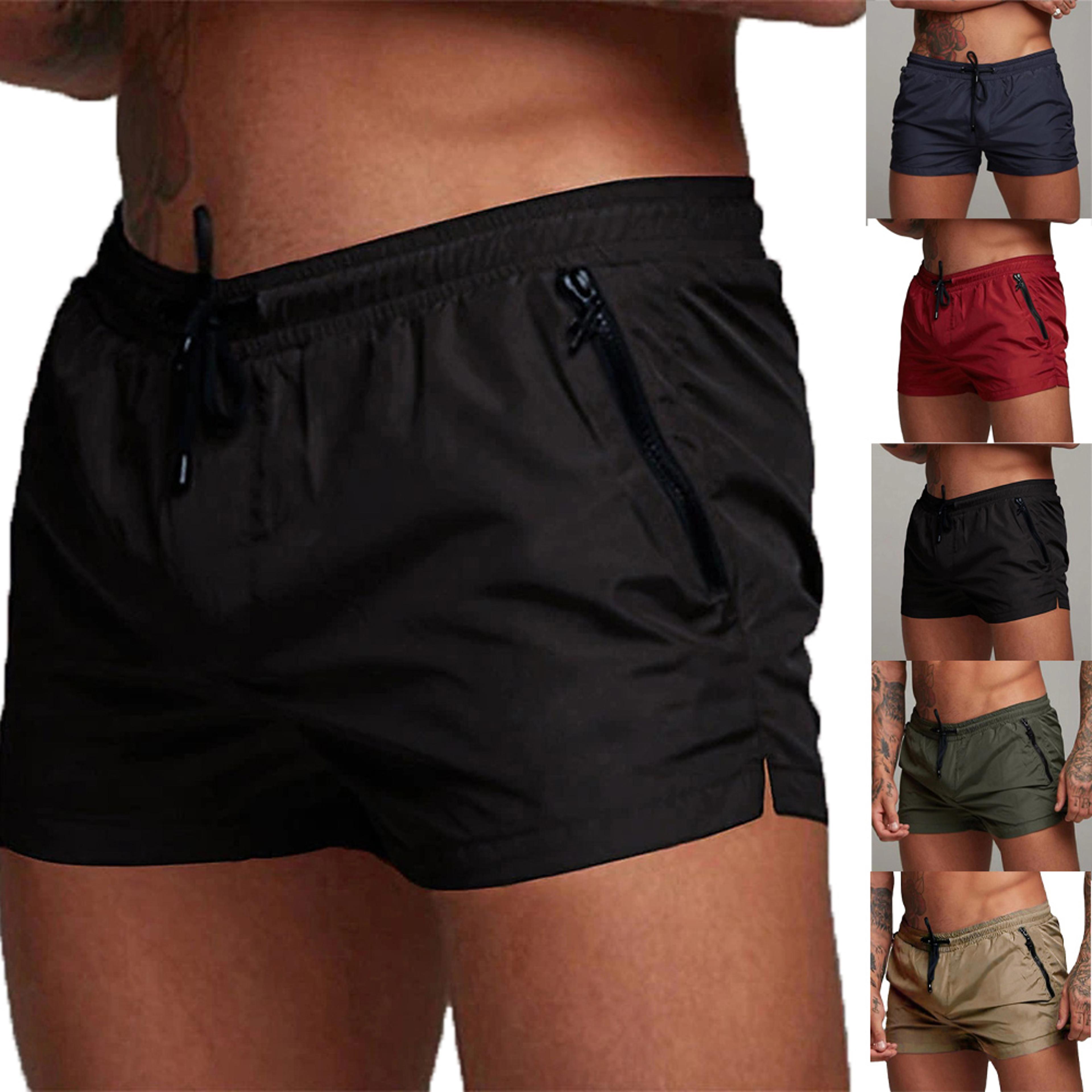 quick dry mens swim trunks with zipper pockets and mesh liner