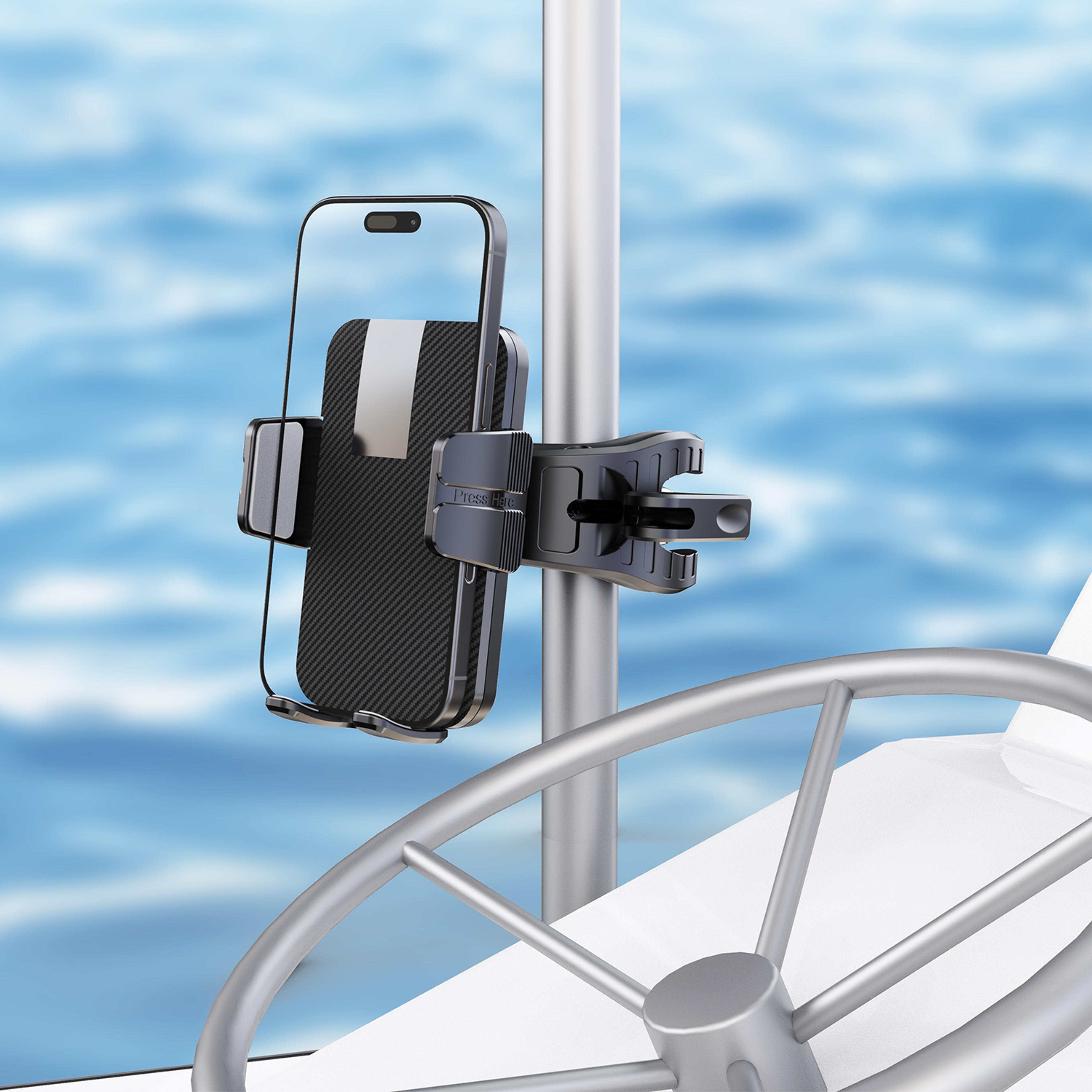 universal desk waterproof boatphone holder for boating, kayak, sailing, marine, heavy duty, iphone, smartphones