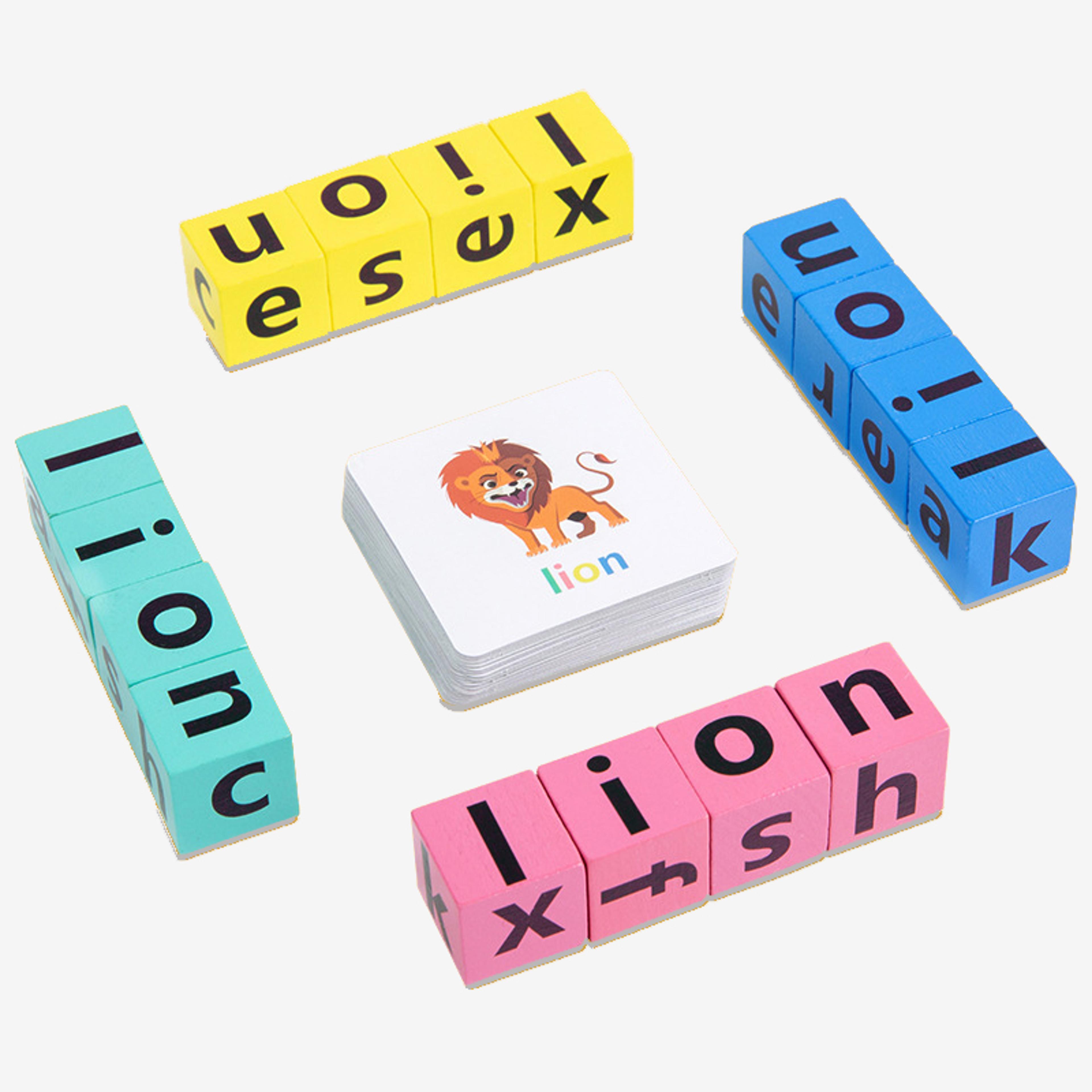 educational phonics game, children's letter word spelling, vowel recognition rotating block toy