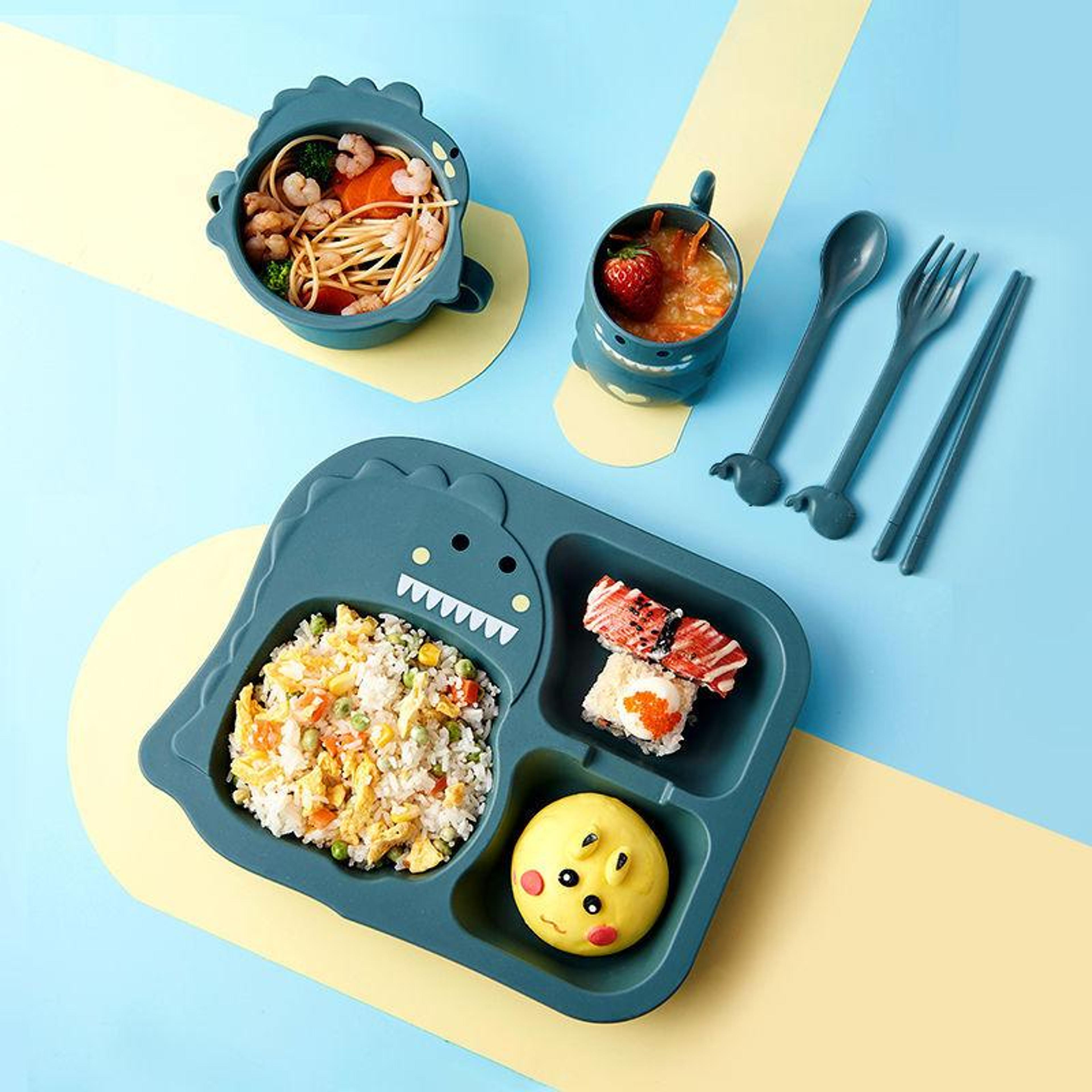 dinosaur kids tableware suit, easy clean spoon fork dinnerware set for children