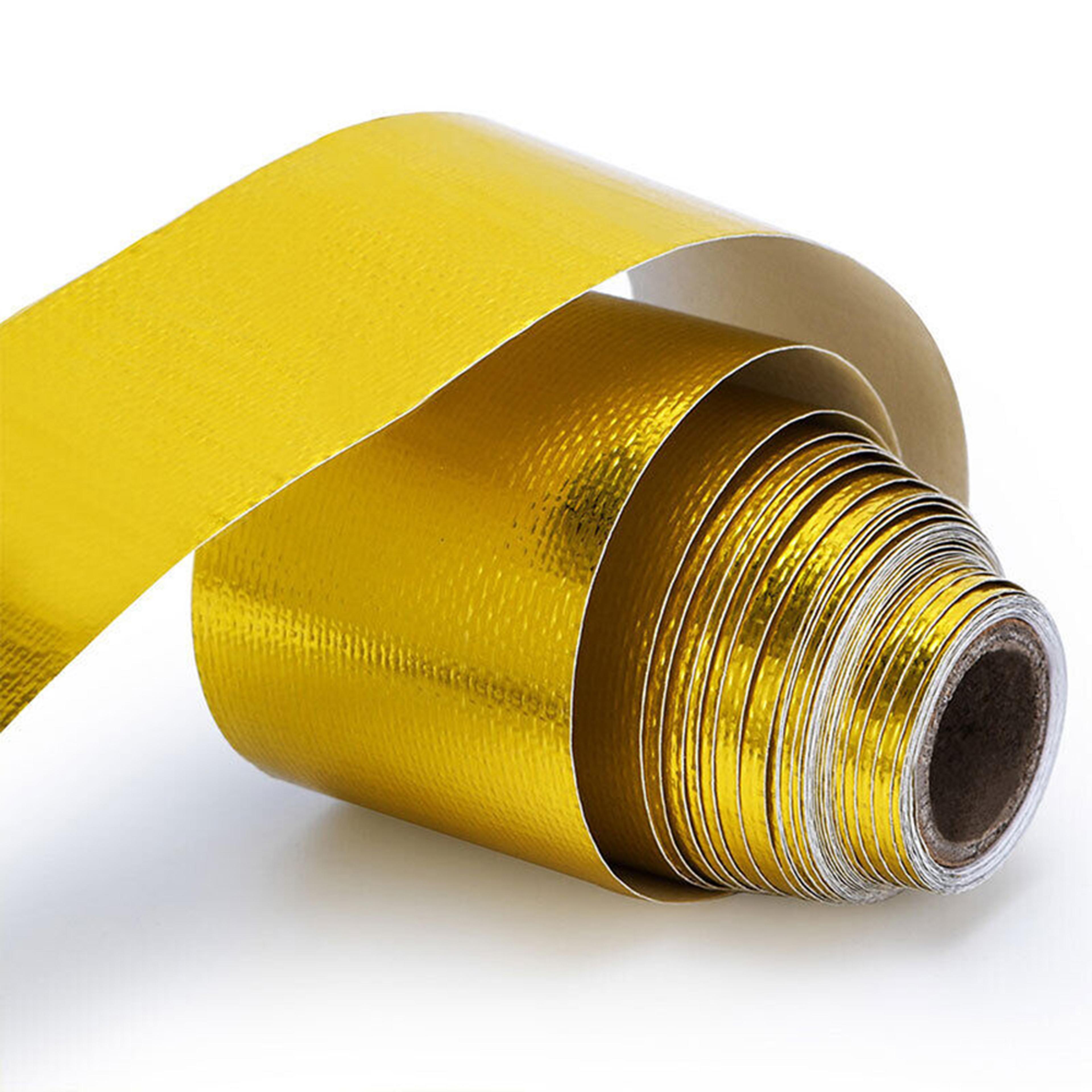 golden self-adhesive heat shield wrap, automotive exhaust tube insulation tape auto accessory