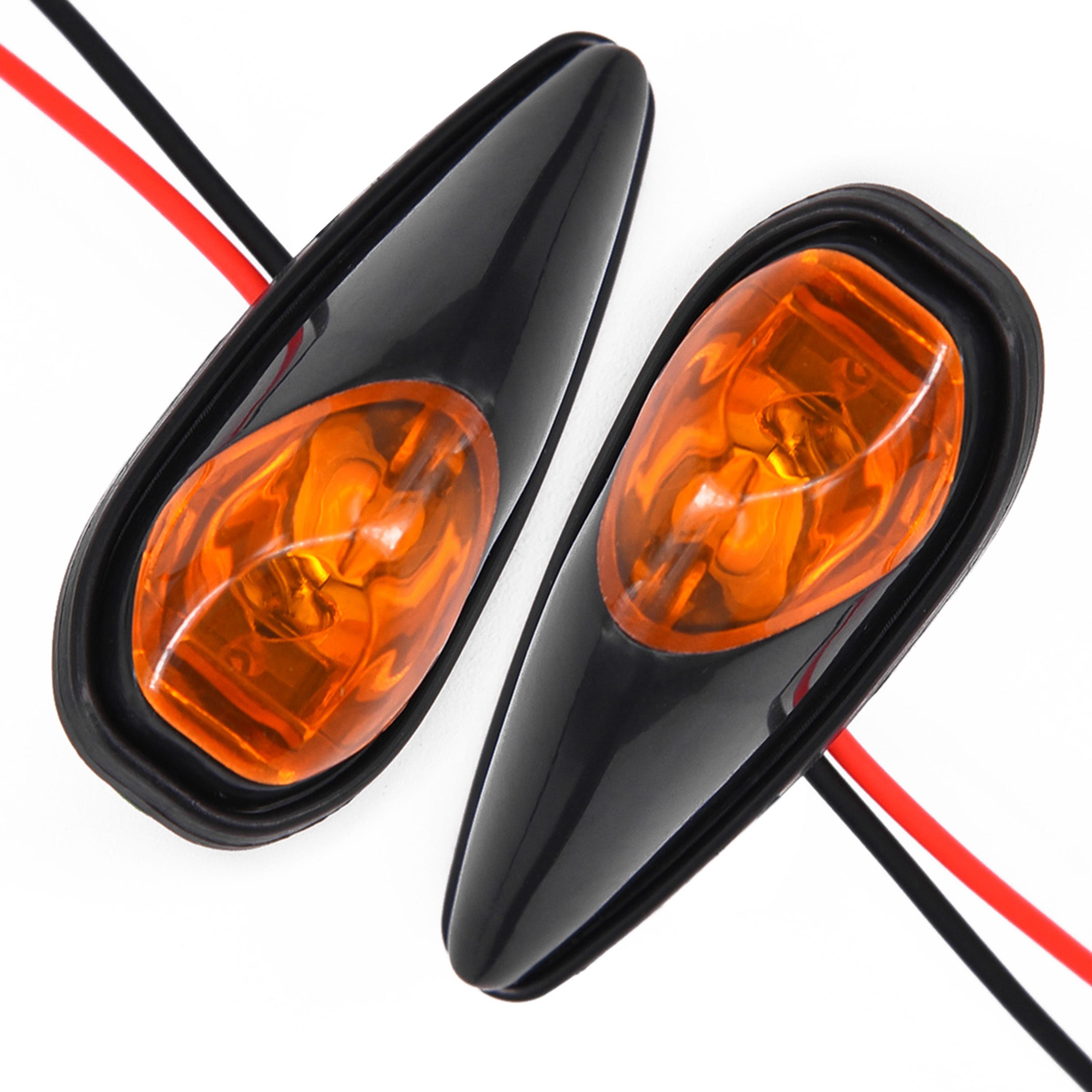 mini universal motorcycle blinker lights with cables, yellow led turn signal indicator, daytime running lights